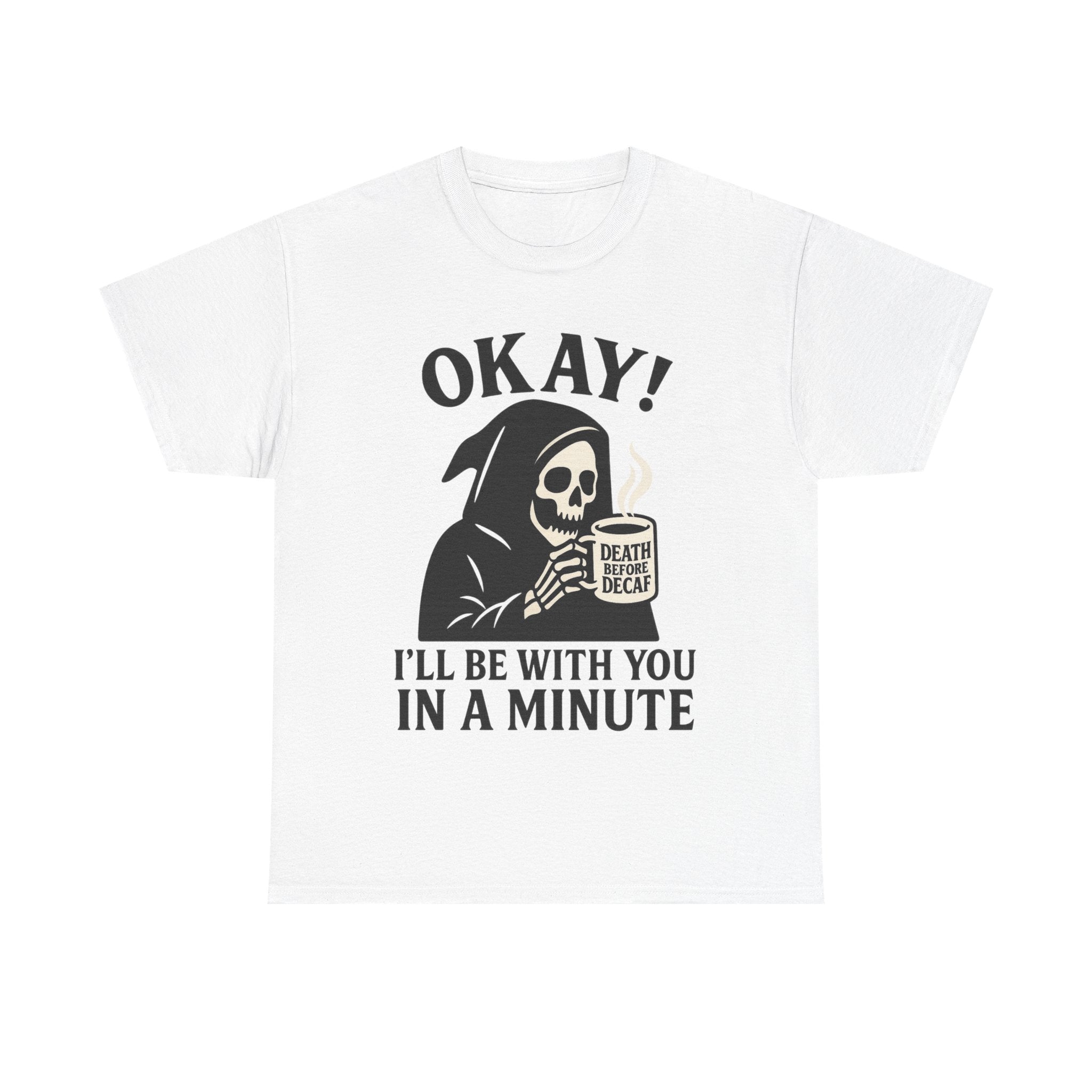 Funny Grim Reaper T-Shirt, Unisex Heavy Cotton Tee for Halloween, Gift for Friends, Skull Design, Quirky Casual Wear
