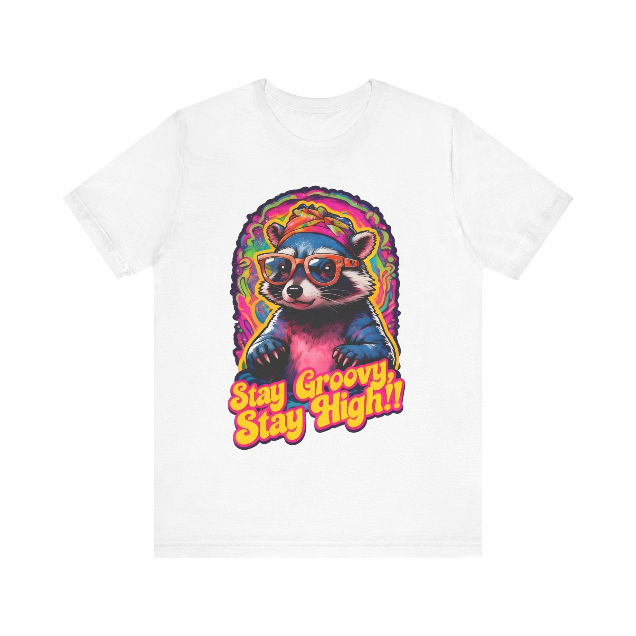 Stay Groovy Raccoon Tee - Unisex Jersey Short Sleeve T-Shirt