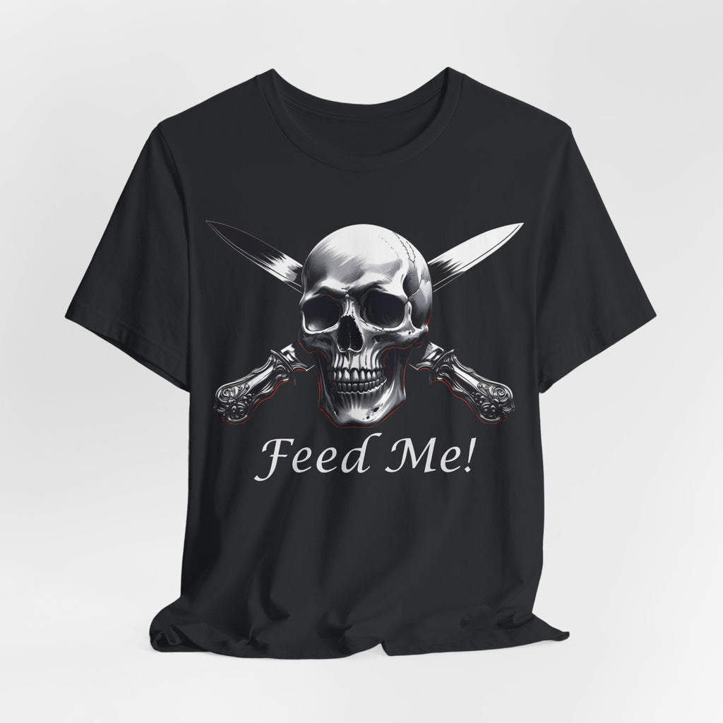 Skull Feed Me Tee, Edgy Graphic T-Shirt, Humour, Punk Fashion Shirt, Unisex Casual Wear