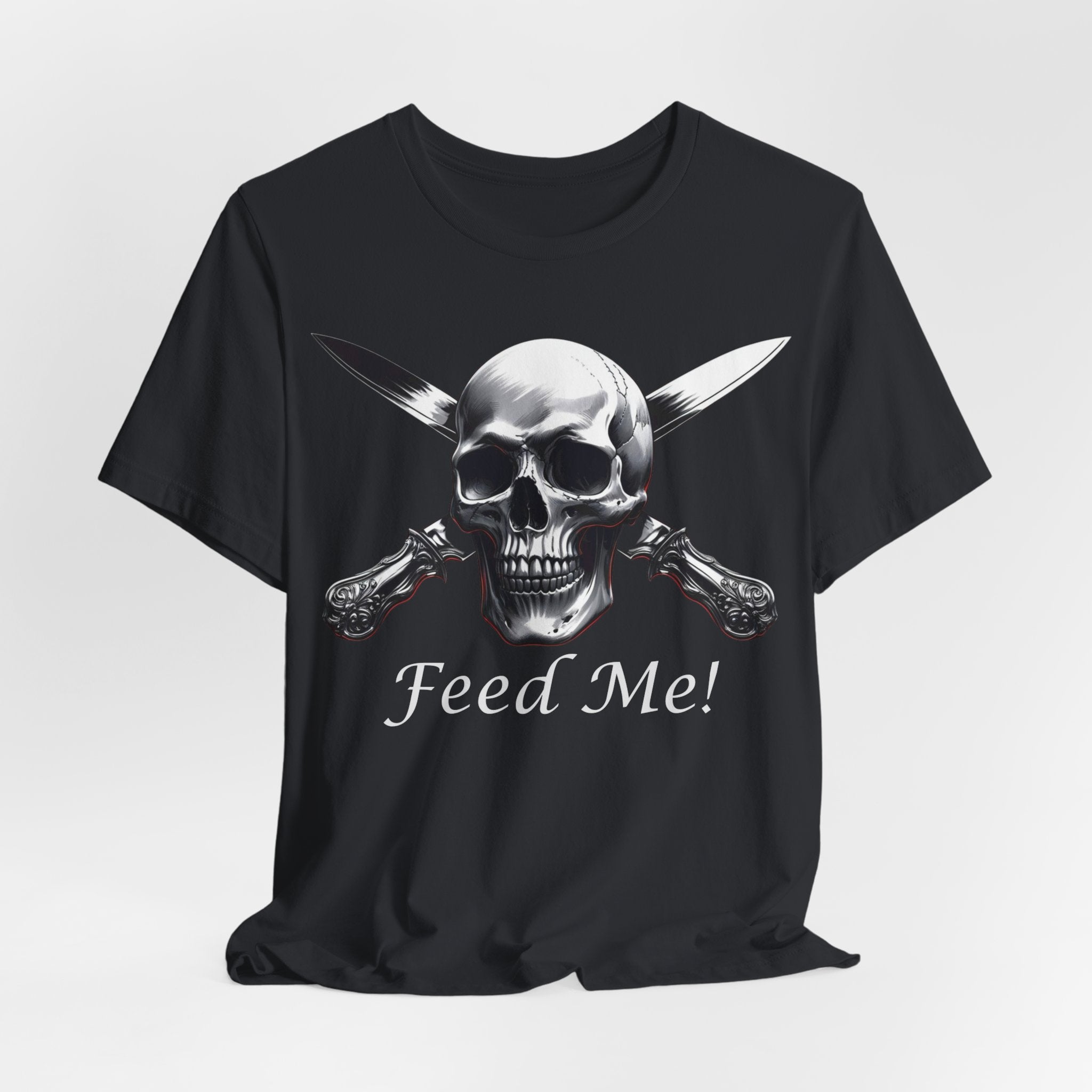 Skull Feed Me Tee, Edgy Graphic T-Shirt, Humour, Punk Fashion Shirt, Unisex Casual Wear