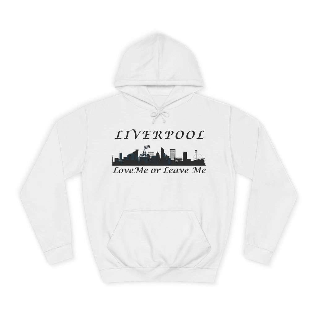 Liverpool Skyline Love or Leave Unisex College Hoodie, Cozy Sweatshirt, Perfect for College, Liverpool Fans, Casual Wear