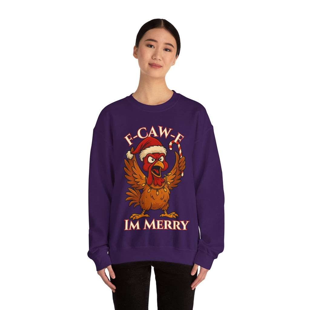 Funny Christmas Sweatshirt - 'F-Caw-F I'm Merry' Unisex Crewneck