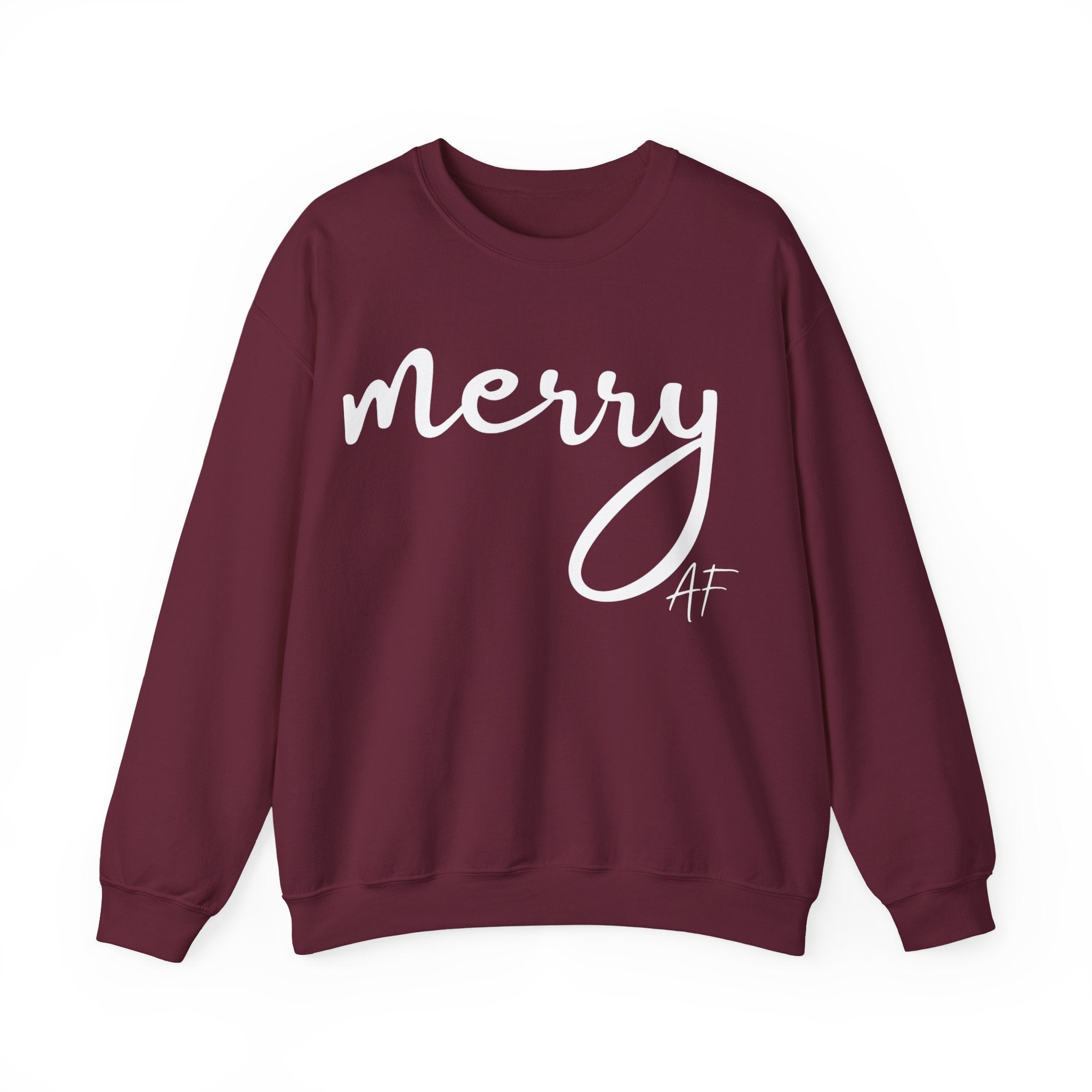 Merry AF Crewneck Sweatshirt – Funny Christmas Holiday Sweater