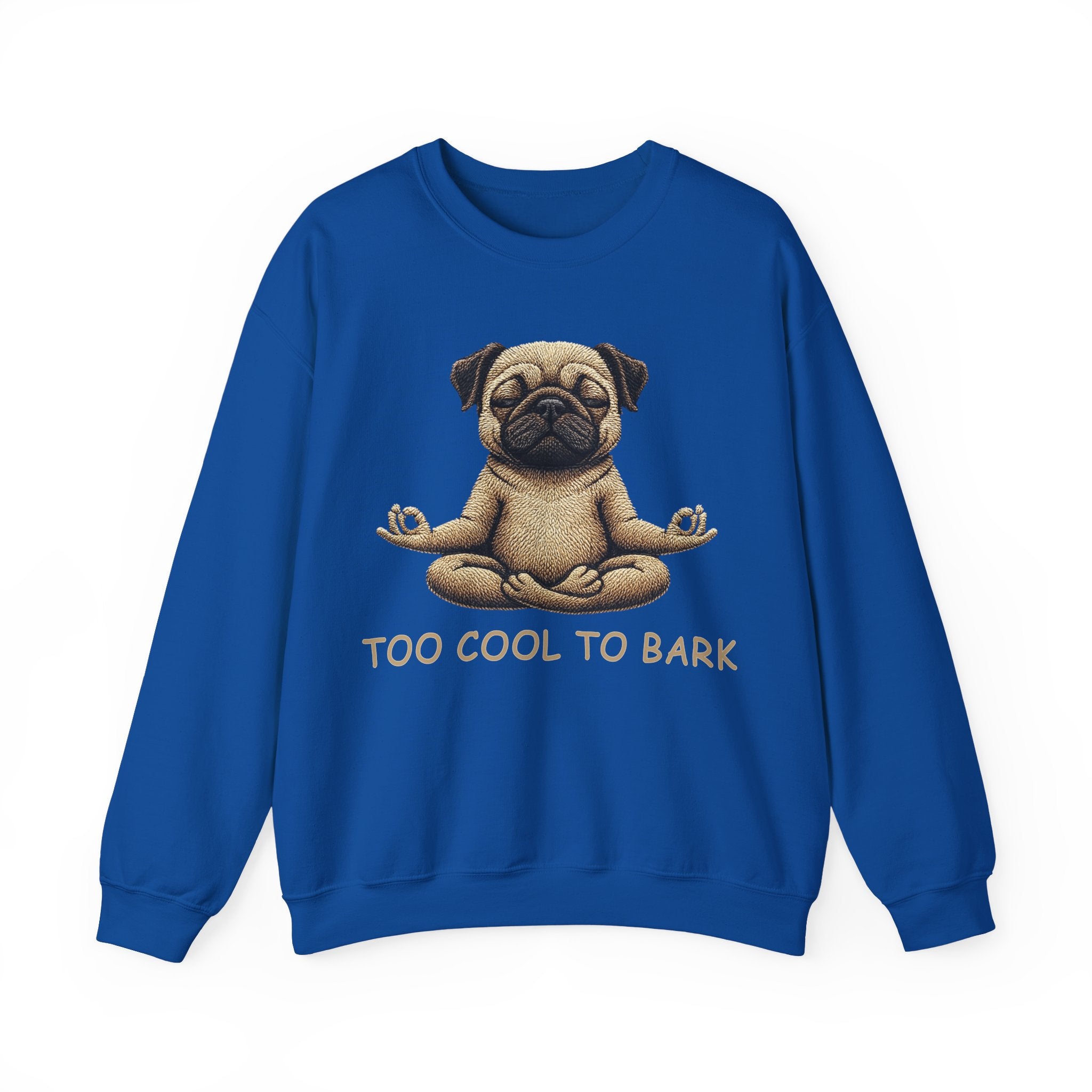 Pug Yoga Sweatshirt – "Too Cool to Bark" Cozy Crewneck