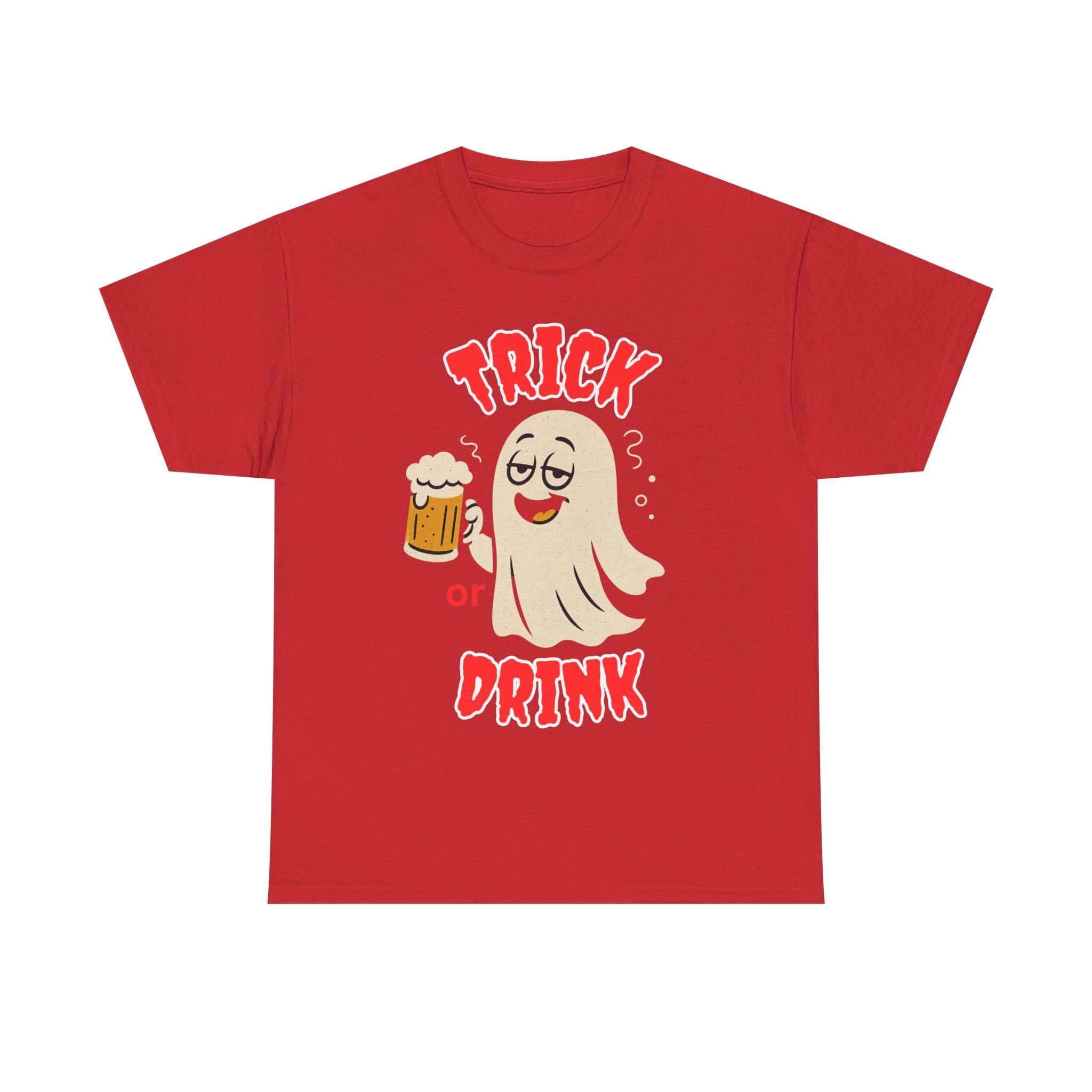 Halloween Ghost Tee - Trick or Drink Unisex Heavy Cotton T-Shirt, Funny Halloween Shirt, Halloween Party Wear, Ghost Lover Tee