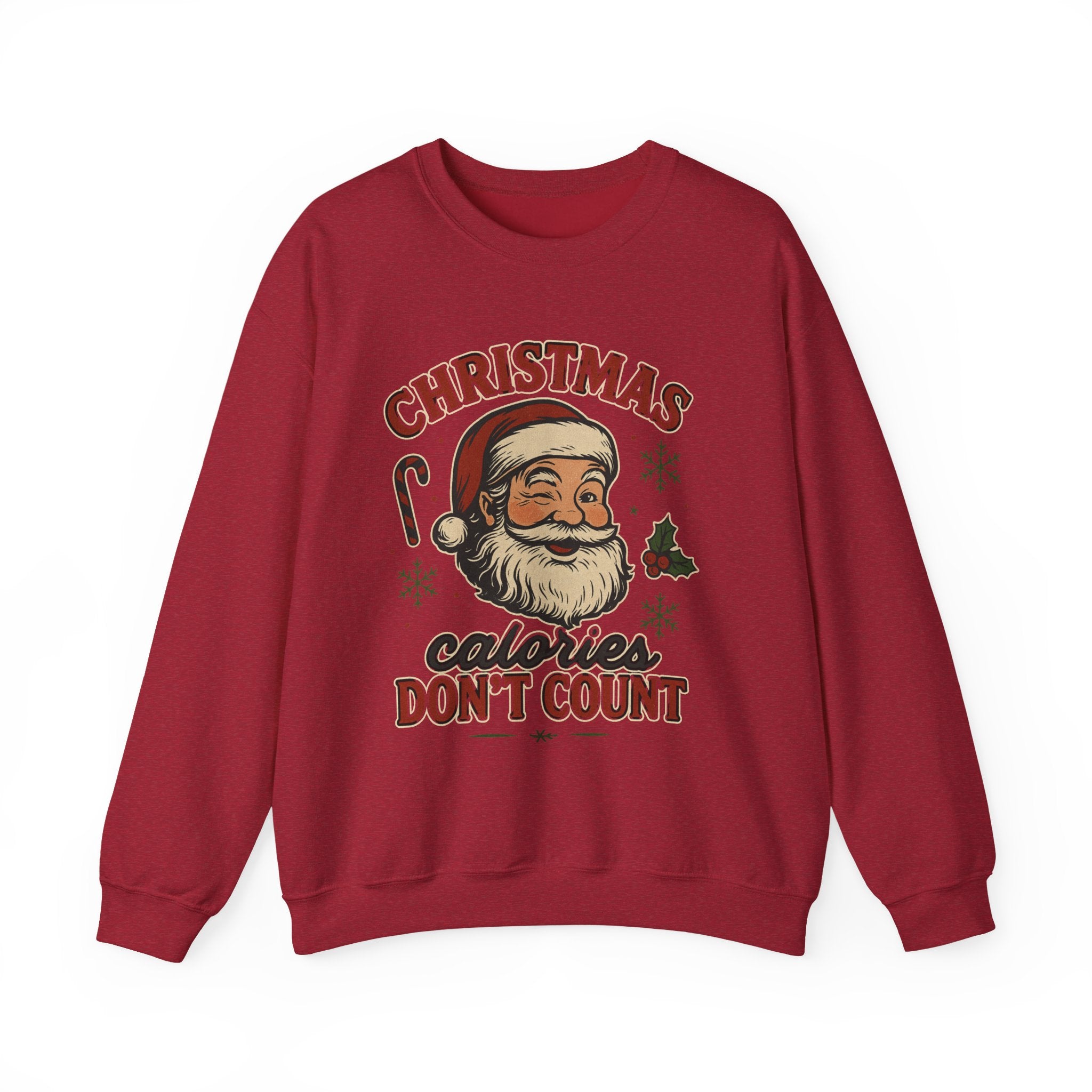 Christmas 'Calories Don't Count' Sweatshirt – Retro Santa Holiday Crewneck