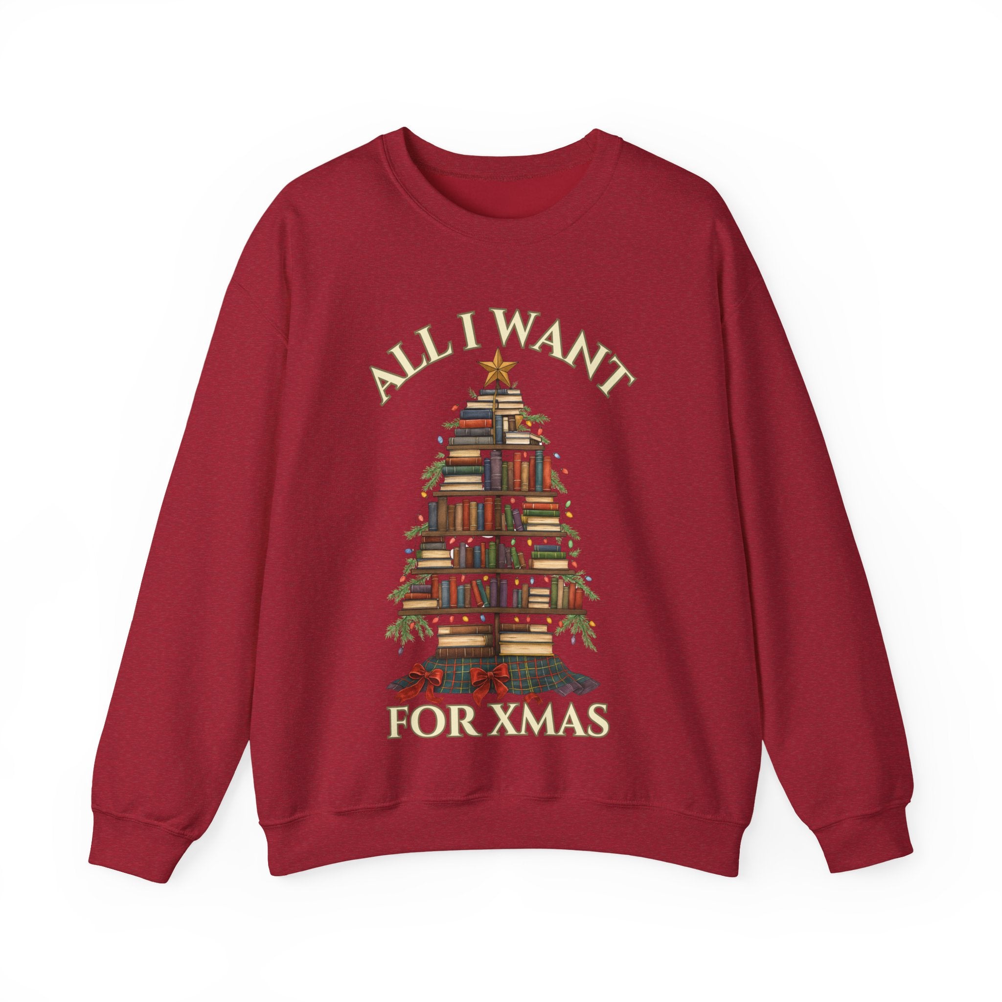 Christmas Book Lover Crewneck Sweatshirt - 'All I Want for XMAS'