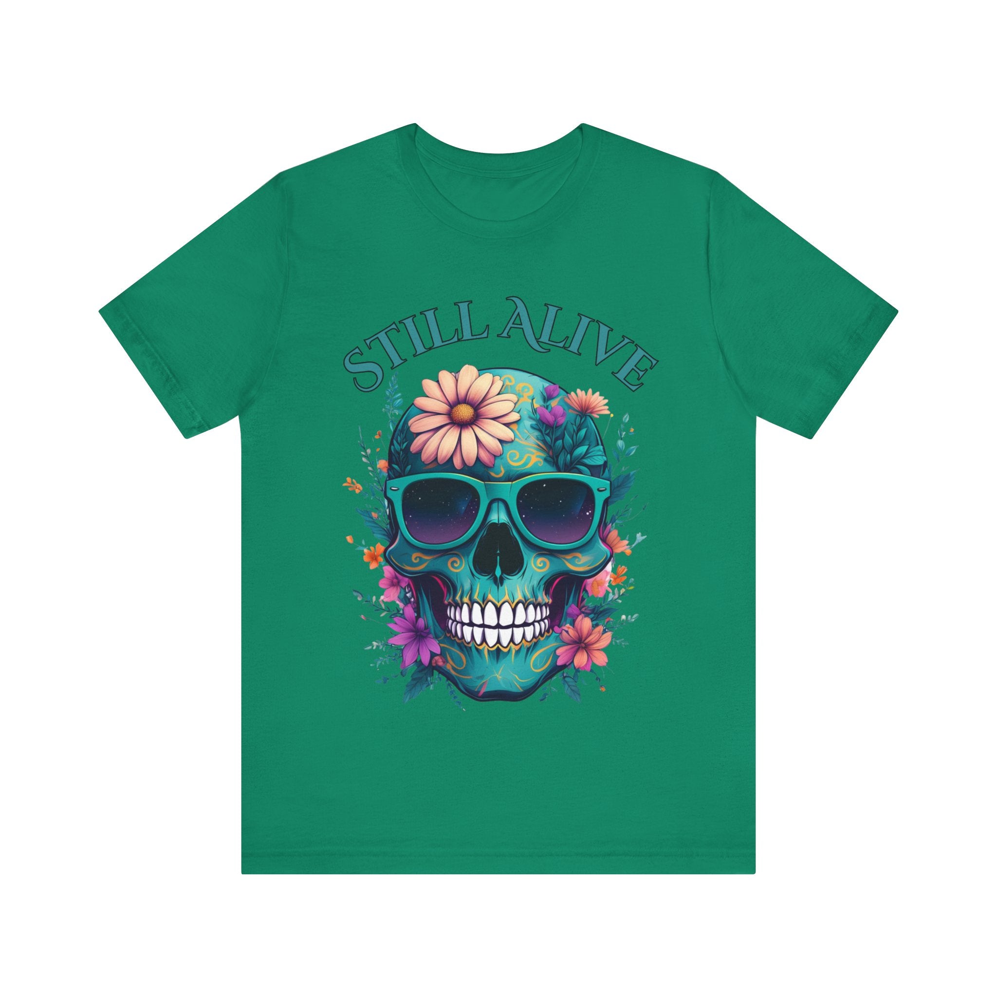 Skull Floral Graphic Tee - 'Still Alive' Unisex Jersey Shirt