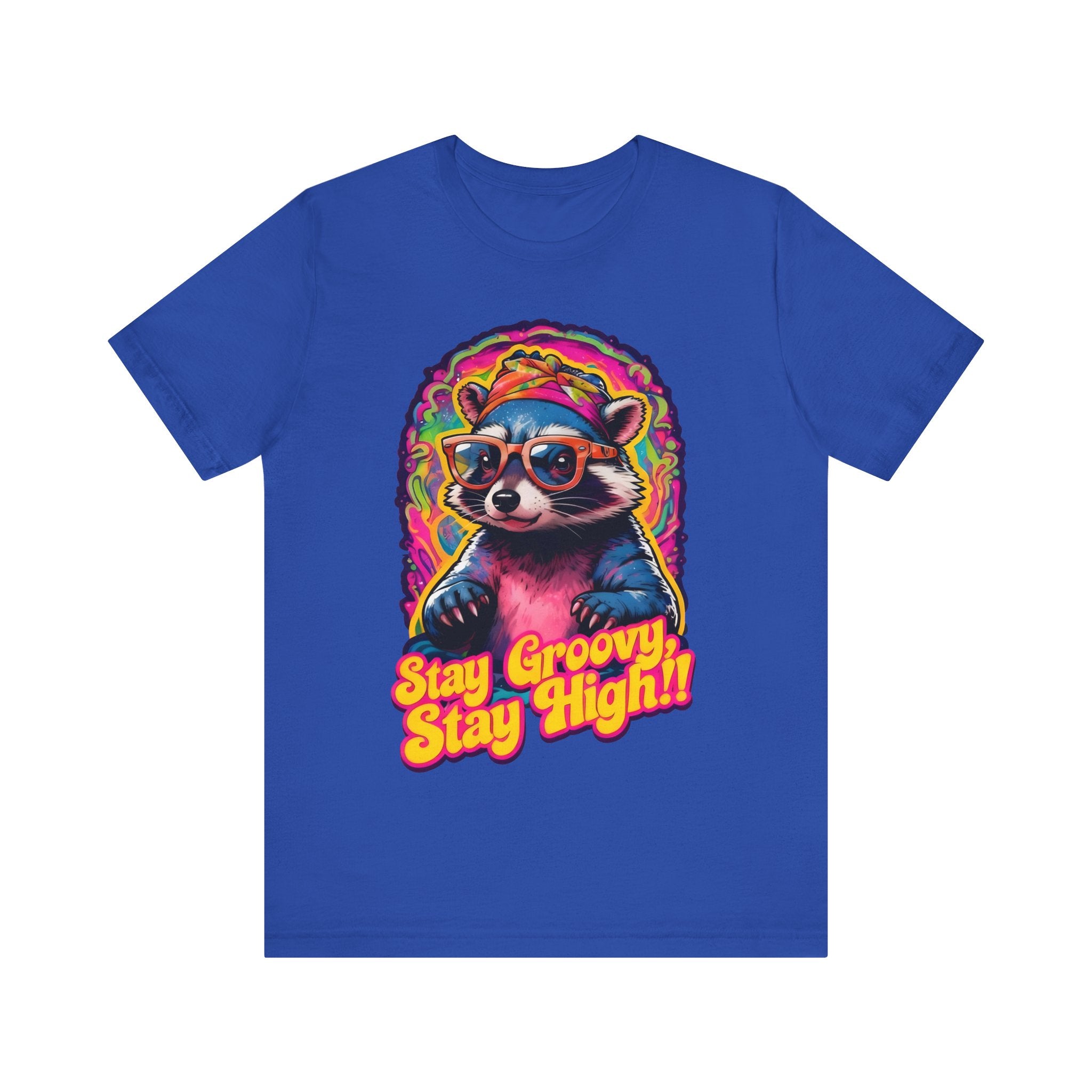 Stay Groovy Raccoon Tee - Unisex Jersey Short Sleeve T-Shirt