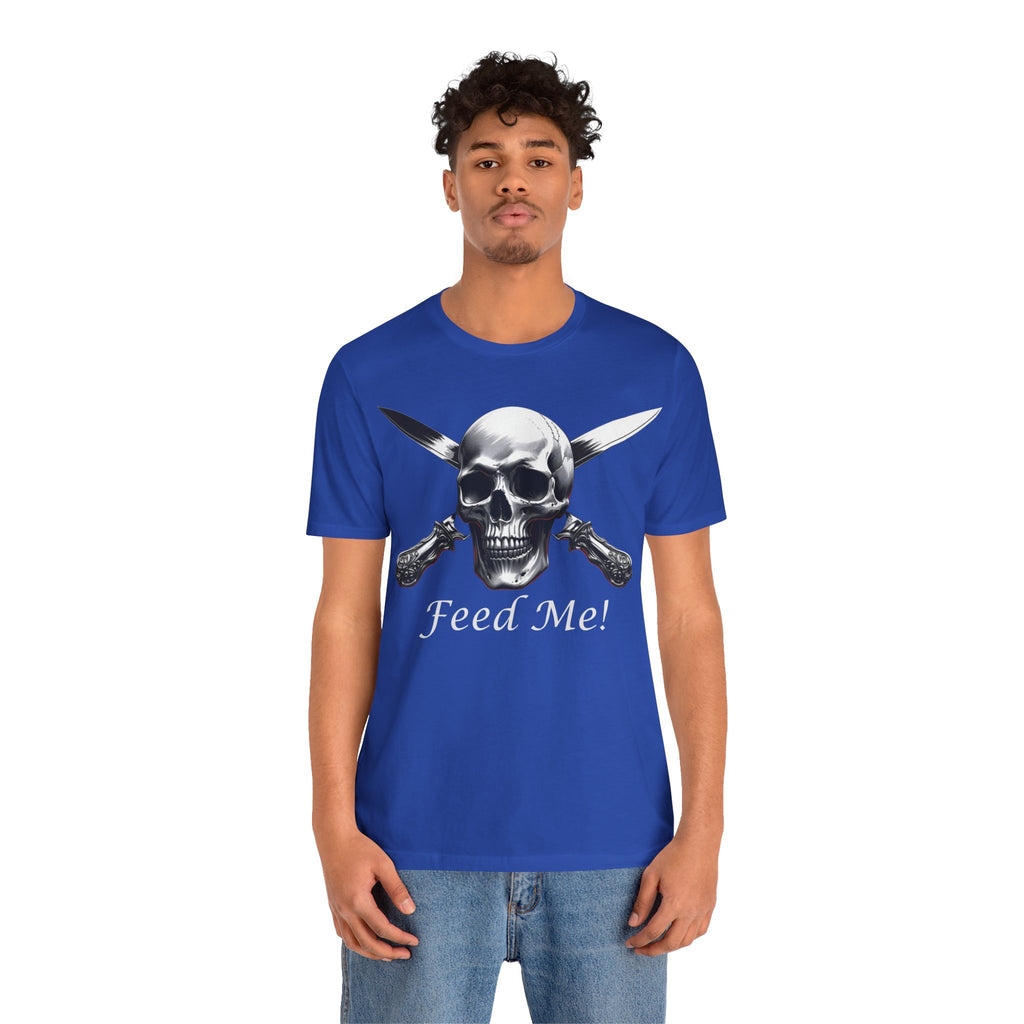 Skull Feed Me Tee, Edgy Graphic T-Shirt, Humour, Punk Fashion Shirt, Unisex Casual Wear