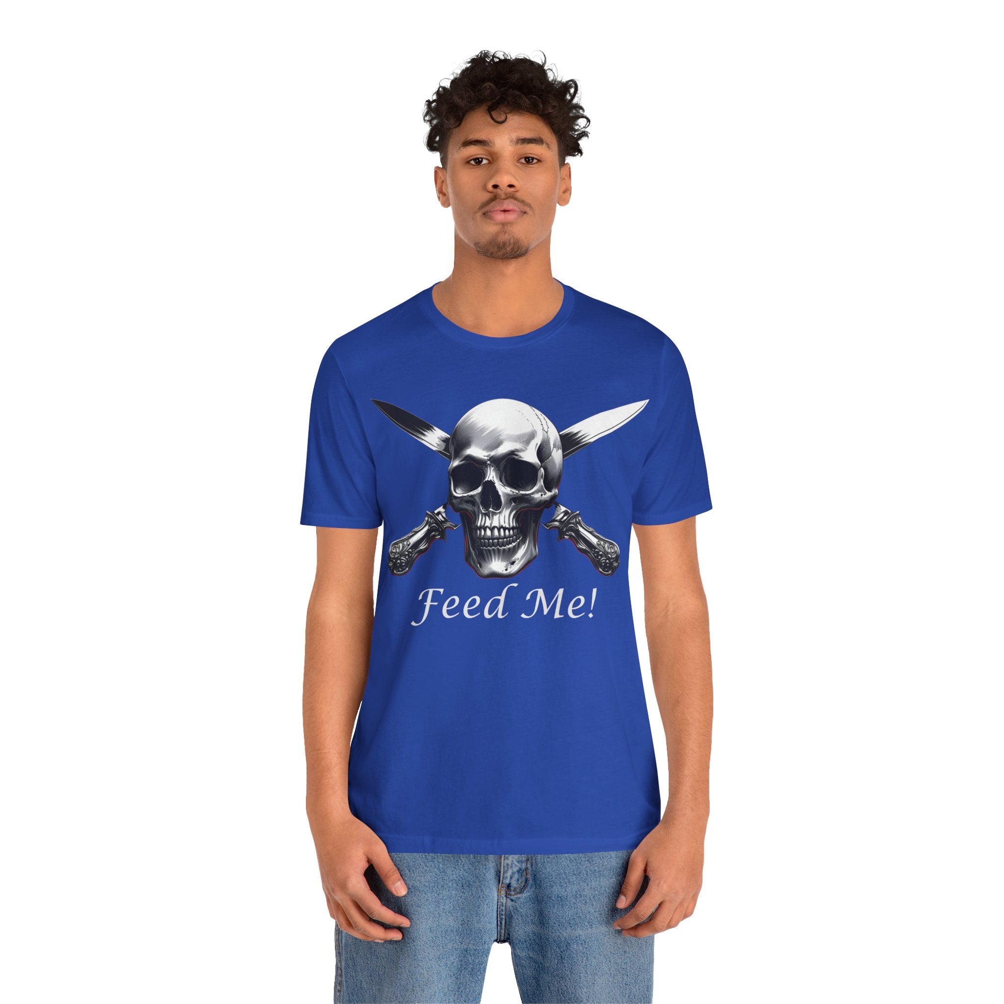 Skull Feed Me Tee, Edgy Graphic T-Shirt, Humour, Punk Fashion Shirt, Unisex Casual Wear