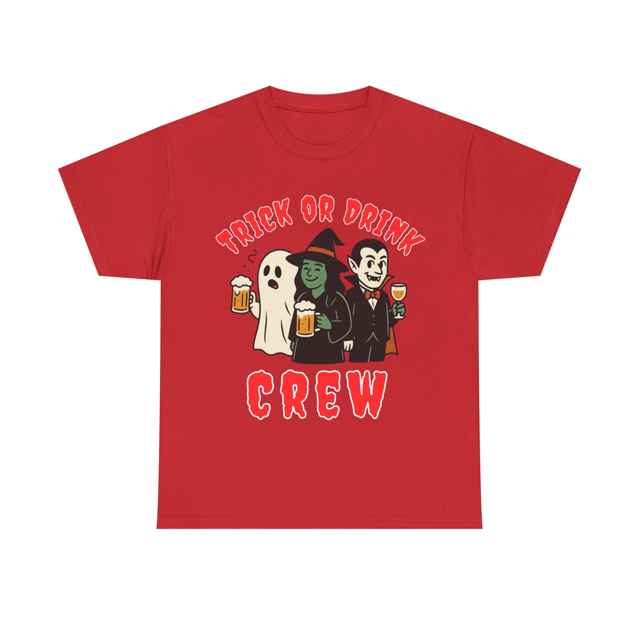 Halloween Party Tee, Trick or Drink Crew Shirt, Unisex Cotton T-Shirt, Spooky Graphic Tee, Fall Celebration Apparel