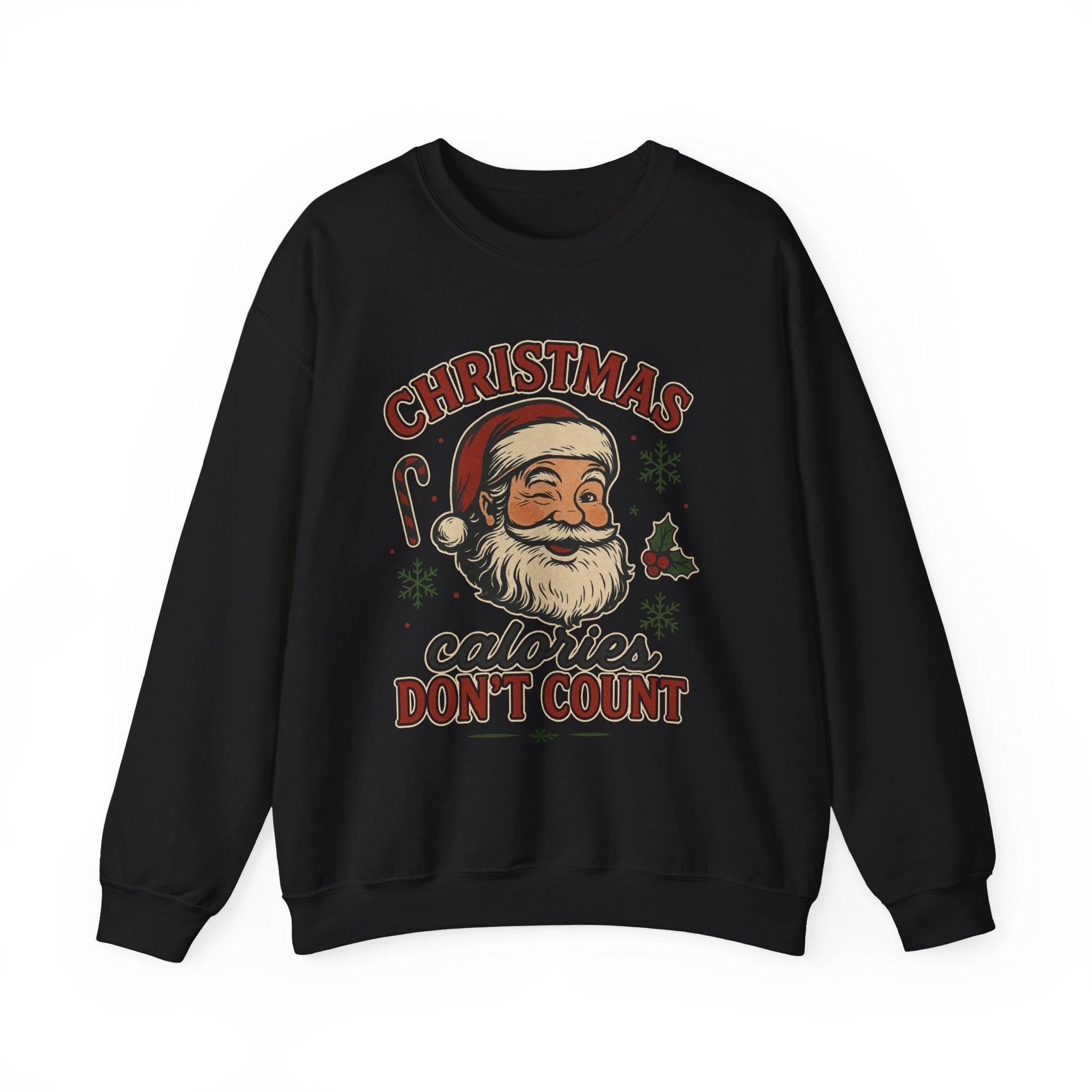Christmas 'Calories Don't Count' Sweatshirt – Retro Santa Holiday Crewneck