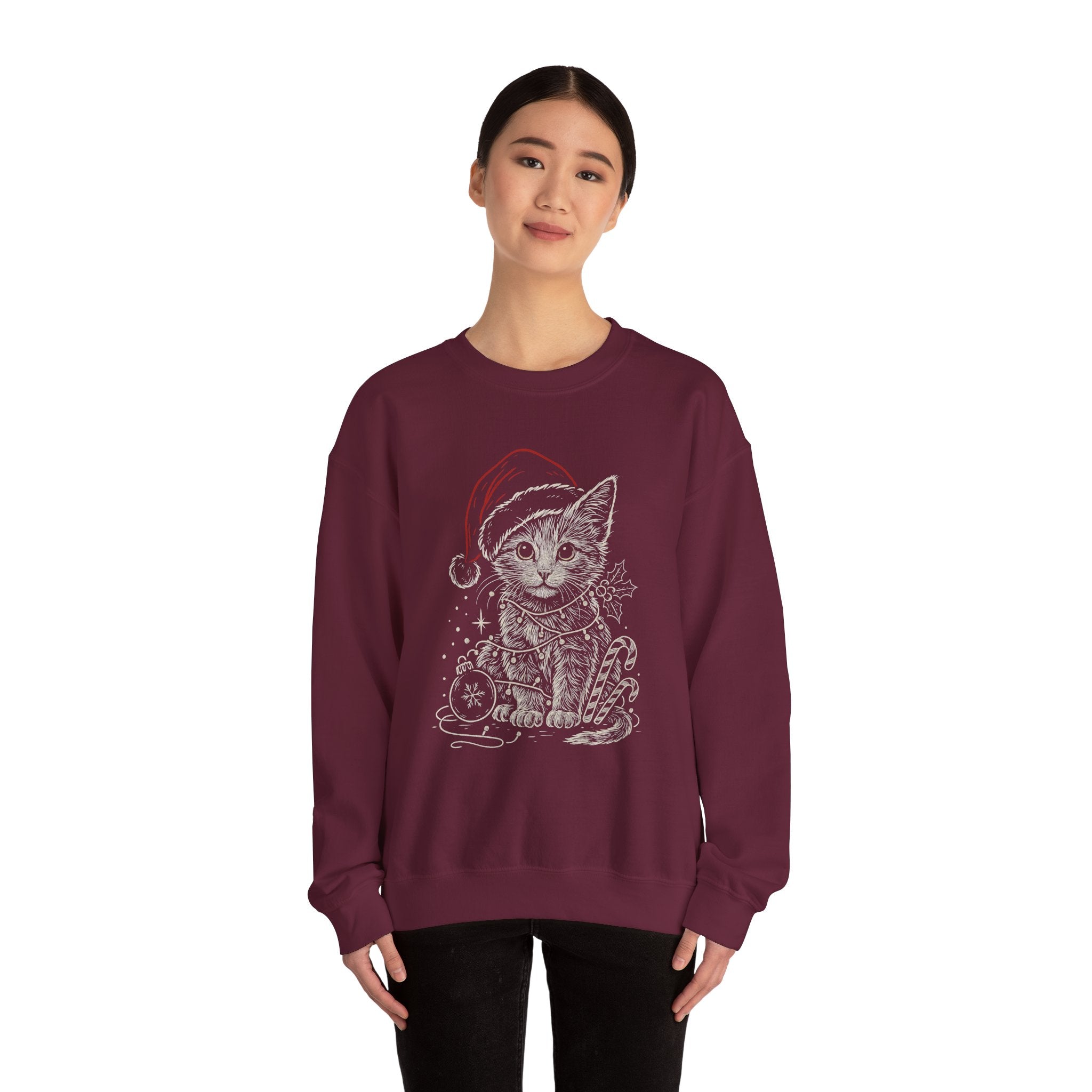 Cute Christmas Cat Crewneck Sweatshirt | Festive Holiday Sweatshirt, Gift for Cat Lovers, Cozy Winter Wear, Unique Cat Apparel, Fun [...]