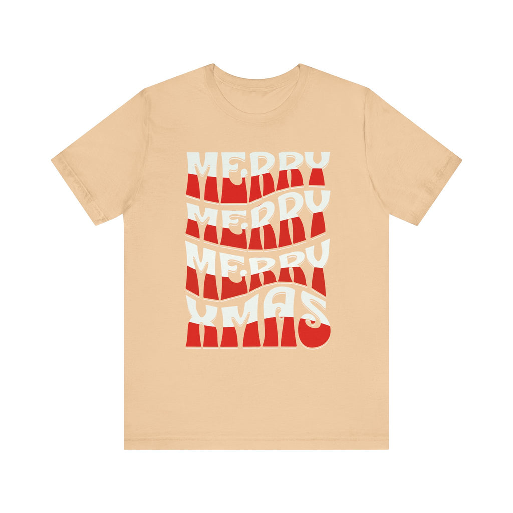 Merry Christmas Retro Wave Tee — Retro Holiday Graphic T-Shirt