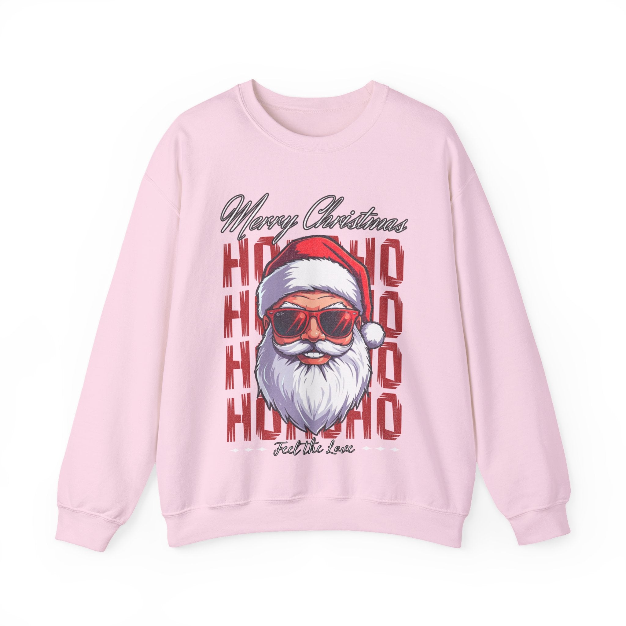 Christmas Santa Crewneck Sweatshirt — "Ho Ho Ho" Sunglasses Santa Holiday Jumper