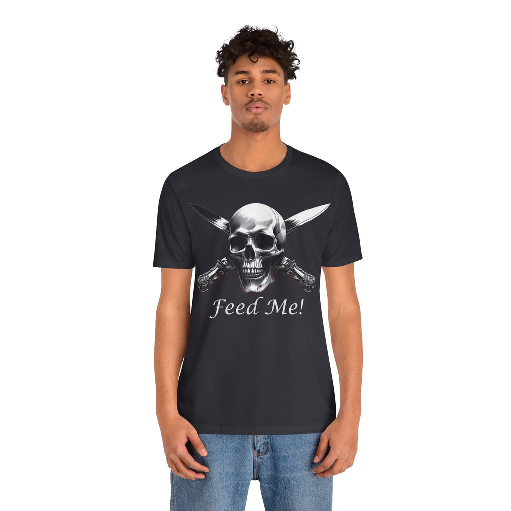 Skull Feed Me Tee, Edgy Graphic T-Shirt, Humour, Punk Fashion Shirt, Unisex Casual Wear