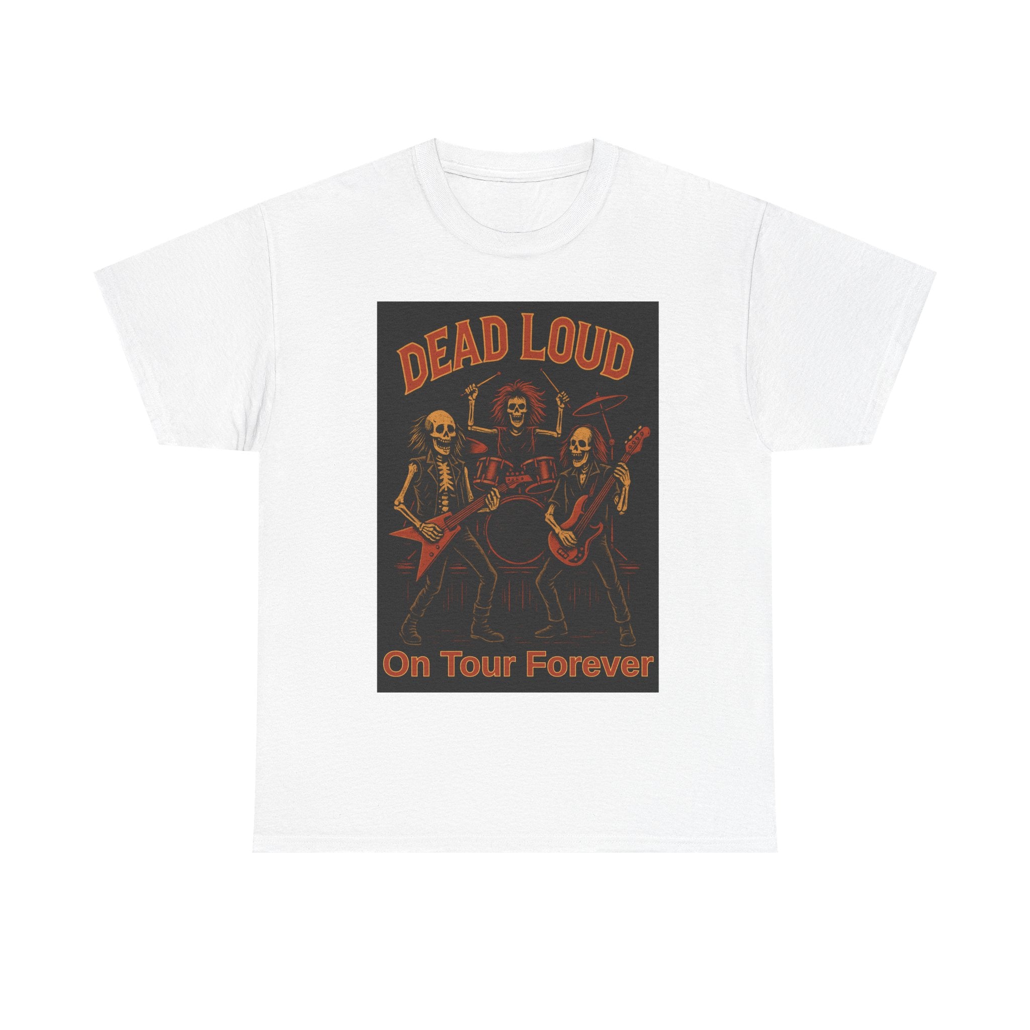 Rock Band Skeletons Tee | Dead Loud On Tour Forever | Unisex Cotton T-Shirt, Band Merch, Music Lover Gift, Halloween Apparel, Concert Shirt