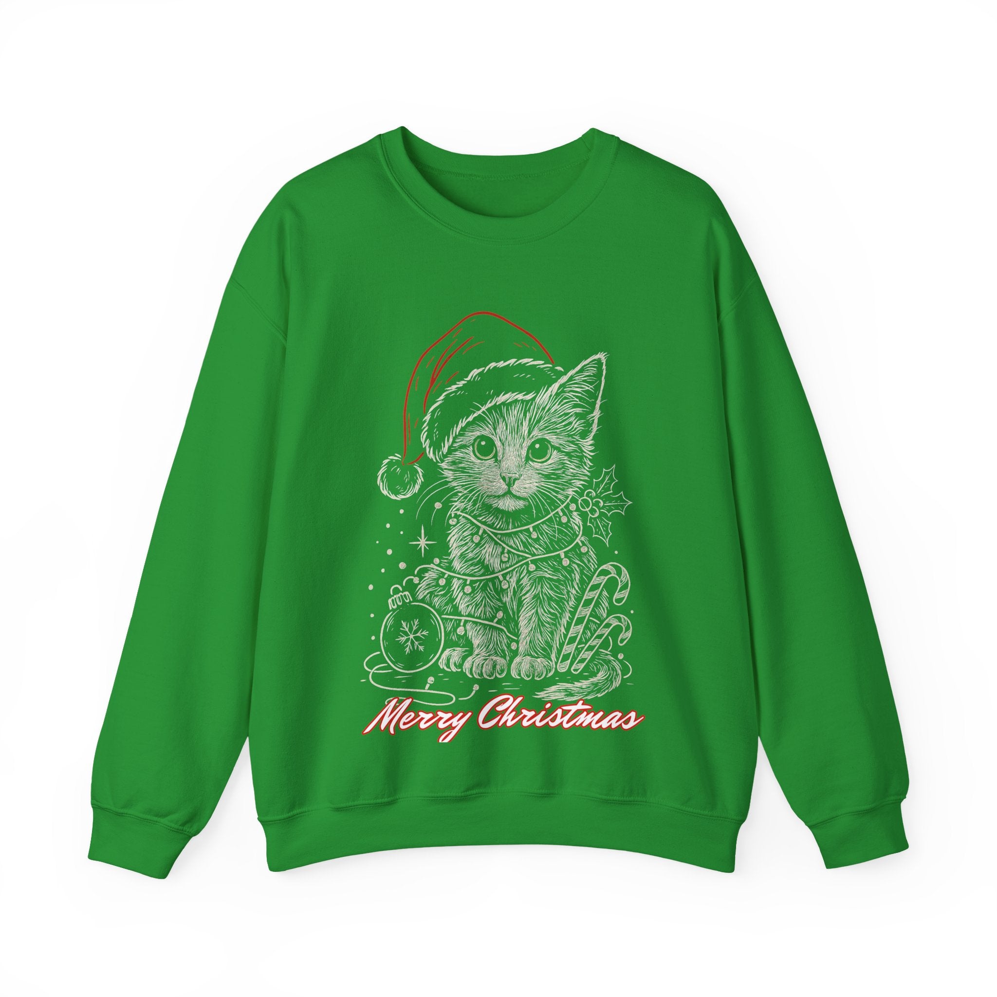 Christmas Kitten Sweatshirt — Merry Christmas Cat Holiday Crewneck