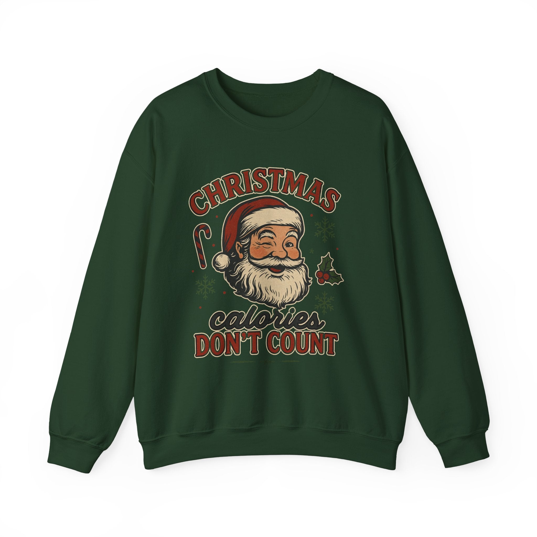 Christmas 'Calories Don't Count' Sweatshirt – Retro Santa Holiday Crewneck