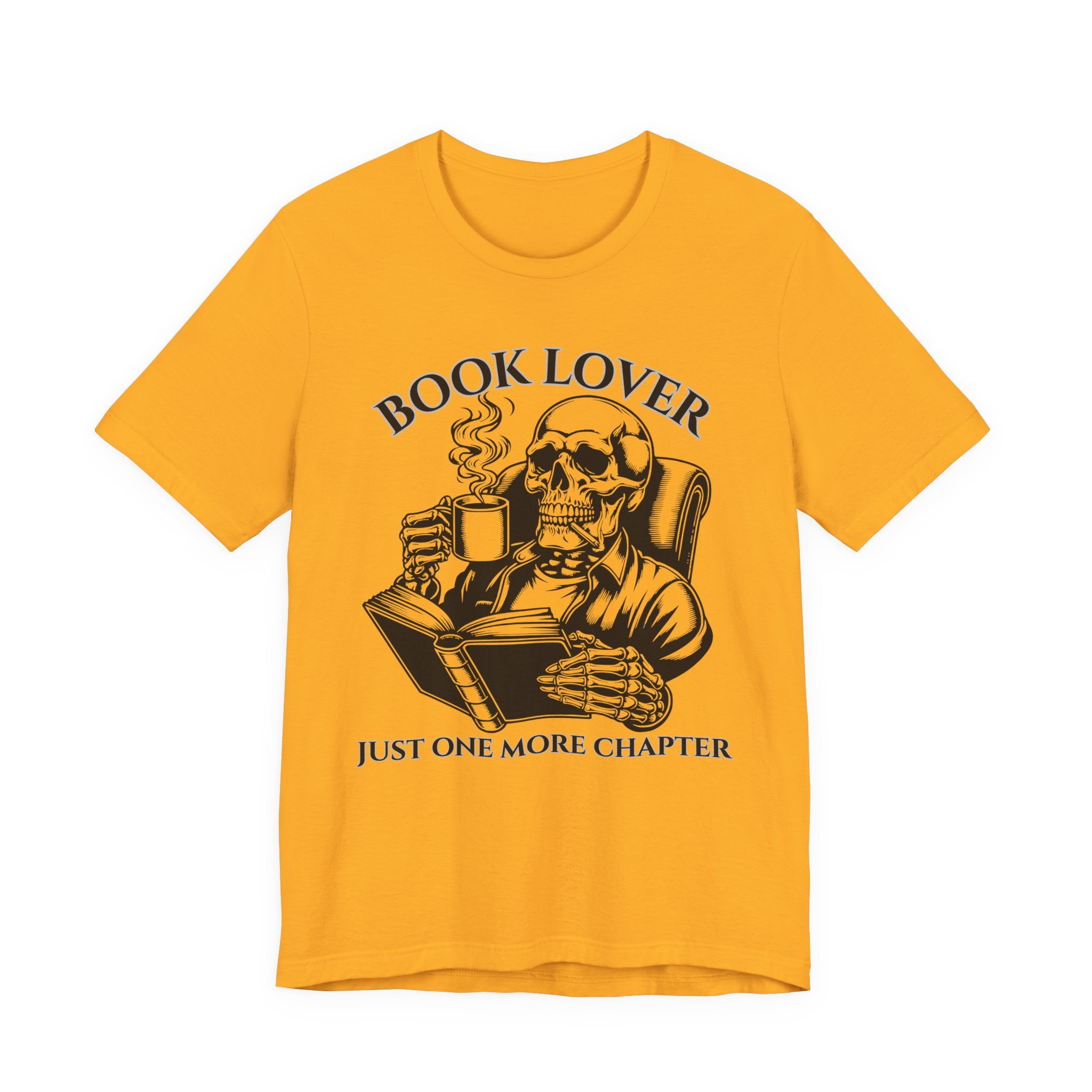 Book Lover Tee — 'Just One More Chapter' Skull Reading Shirt
