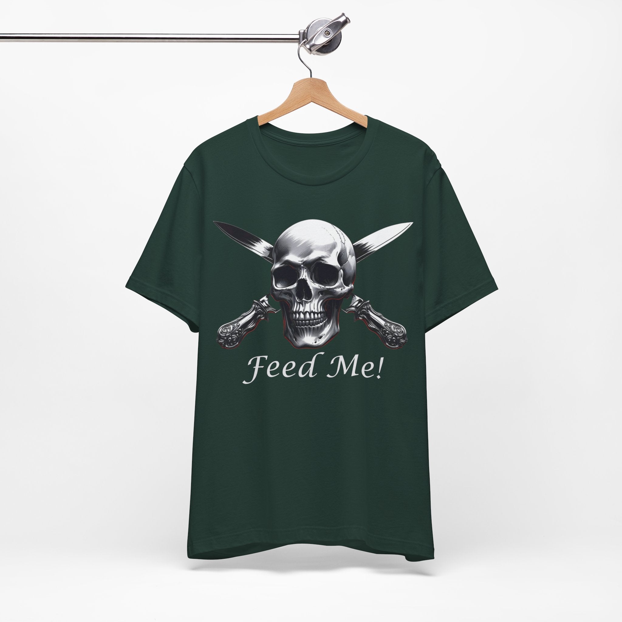 Skull Feed Me Tee, Edgy Graphic T-Shirt, Humour, Punk Fashion Shirt, Unisex Casual Wear