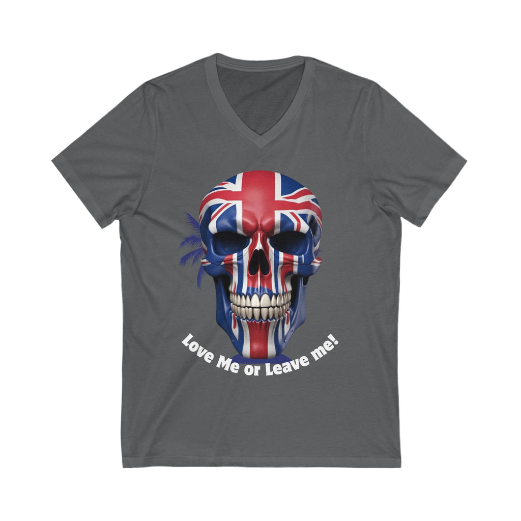 British Skull Graphic V-Neck Tee, Graphic T-Shirt, Unisex Apparel, Edgy Fashion Top, Perfect Gift
