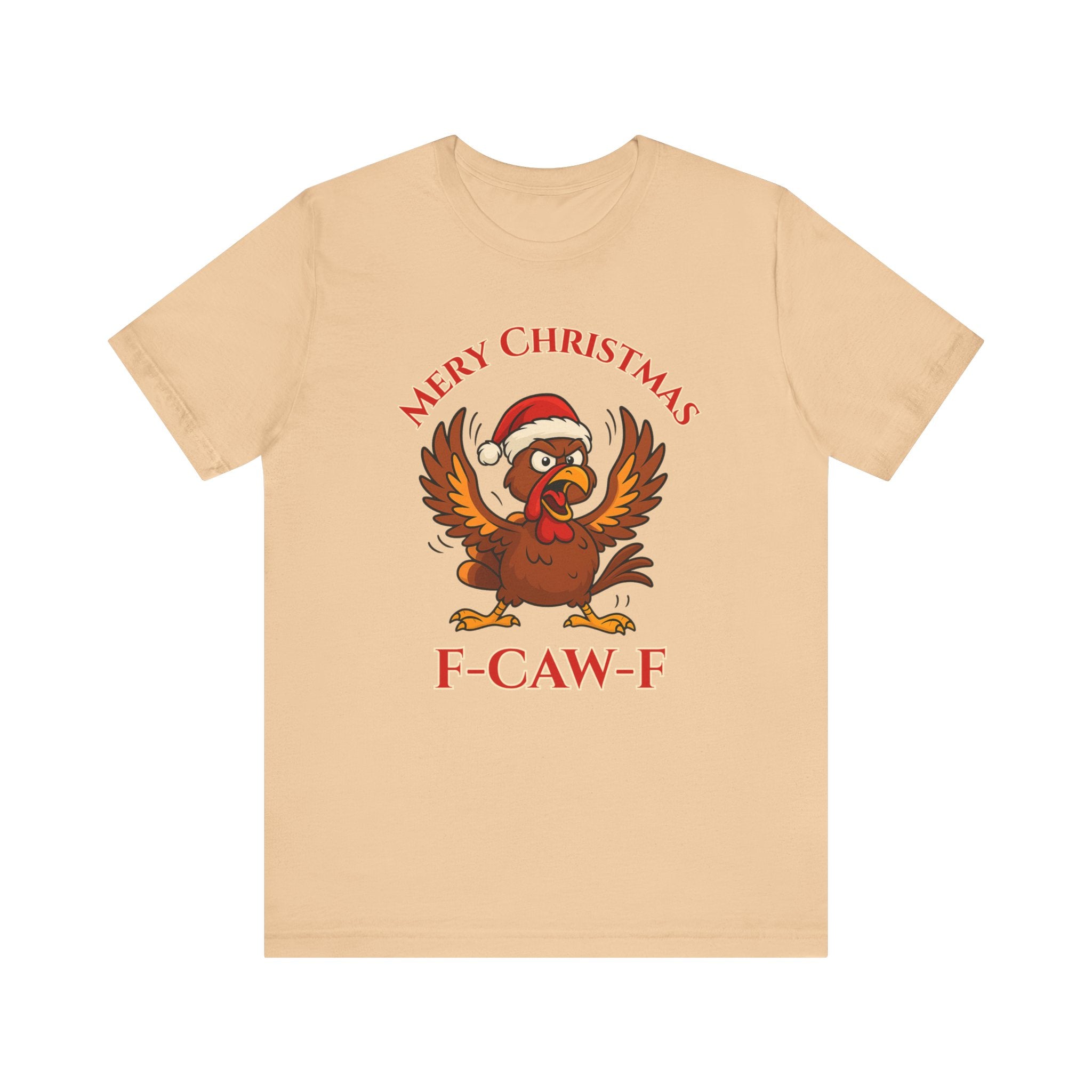 Funny Christmas Turkey Tee - "F-CAW-F" Unisex Short Sleeve T-Shirt