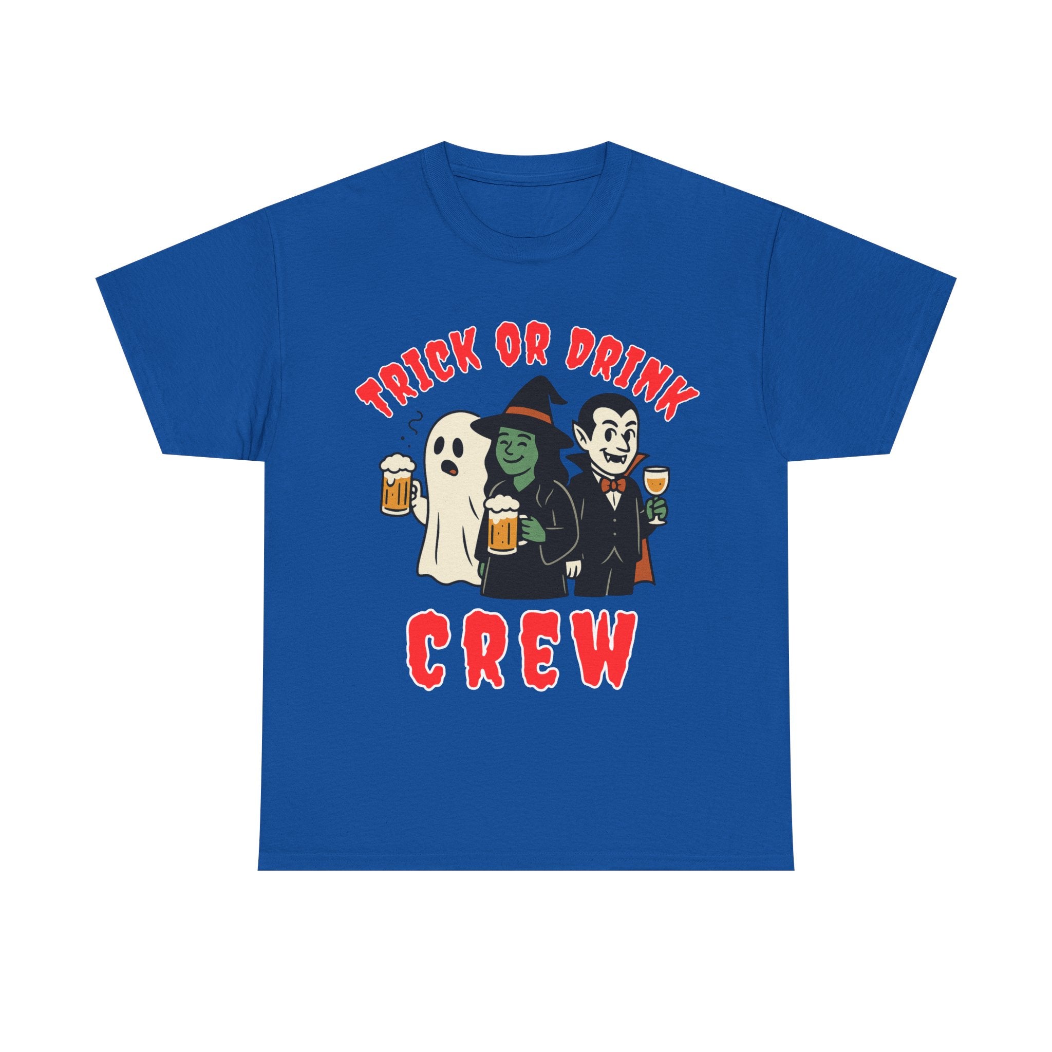 Halloween Party Tee, Trick or Drink Crew Shirt, Unisex Cotton T-Shirt, Spooky Graphic Tee, Fall Celebration Apparel