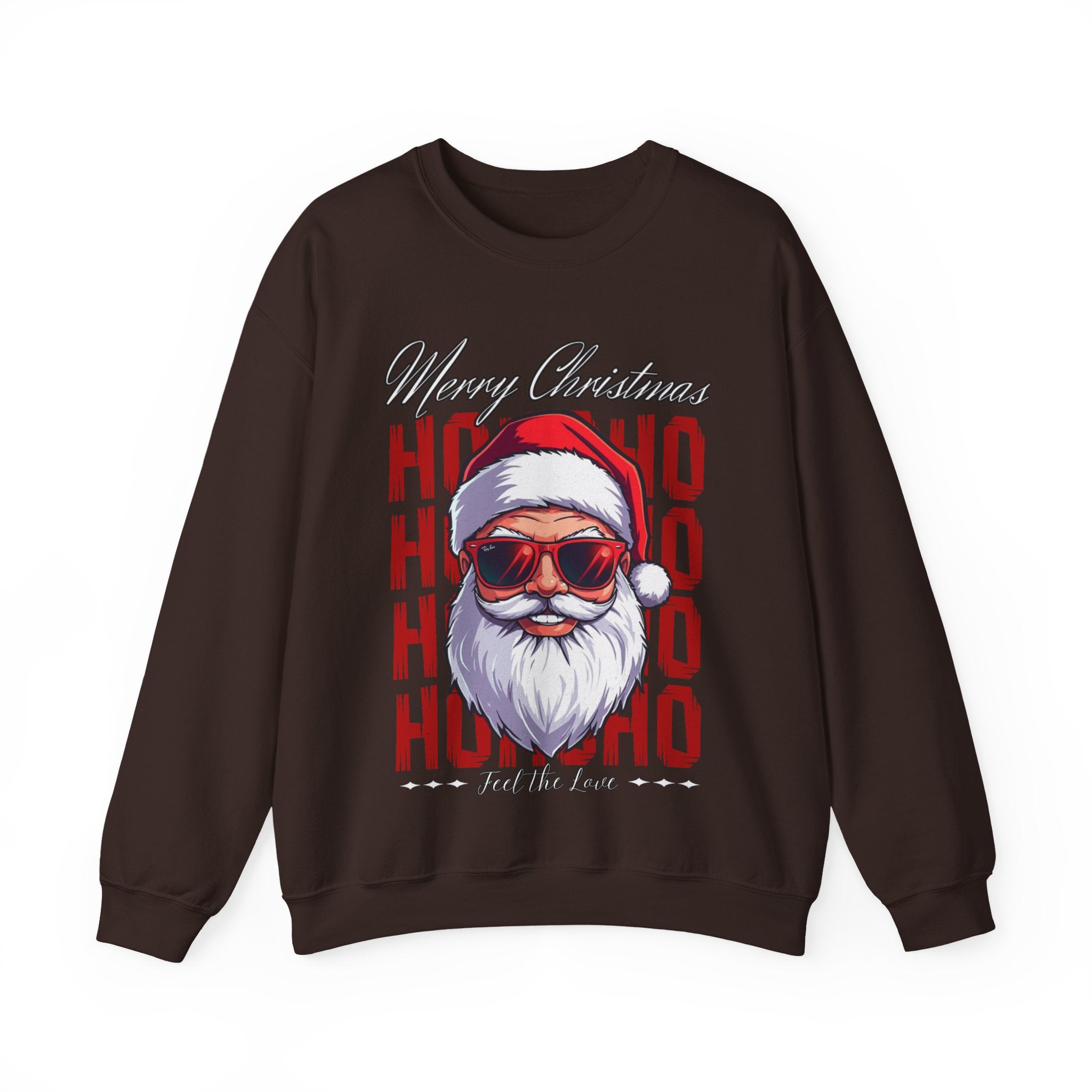 Christmas Santa Crewneck Sweatshirt — "Ho Ho Ho" Sunglasses Santa Holiday Jumper