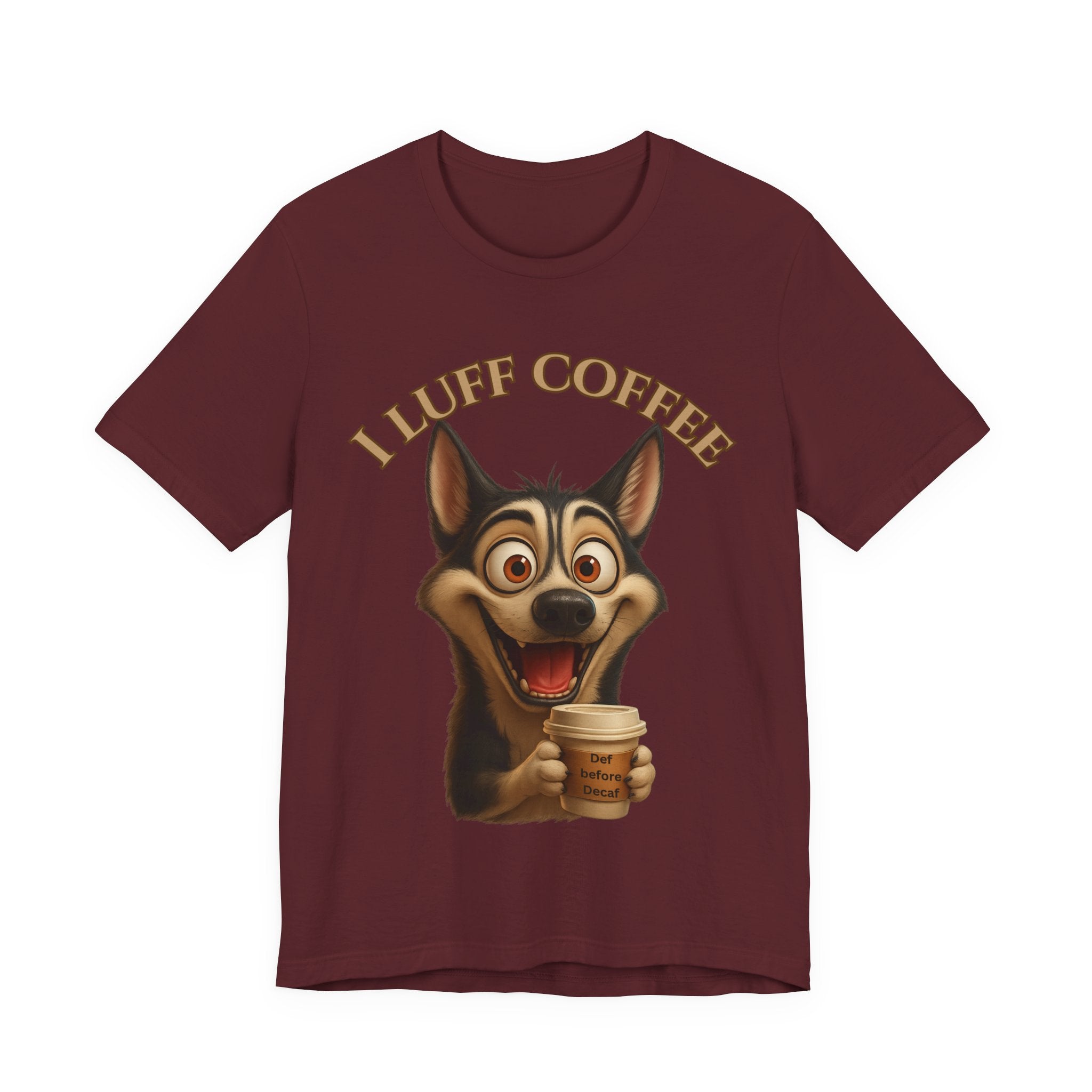 Funny Coffee Lover Tee | I Luff Coffee Unisex Jersey Short Sleeve T-Shirt