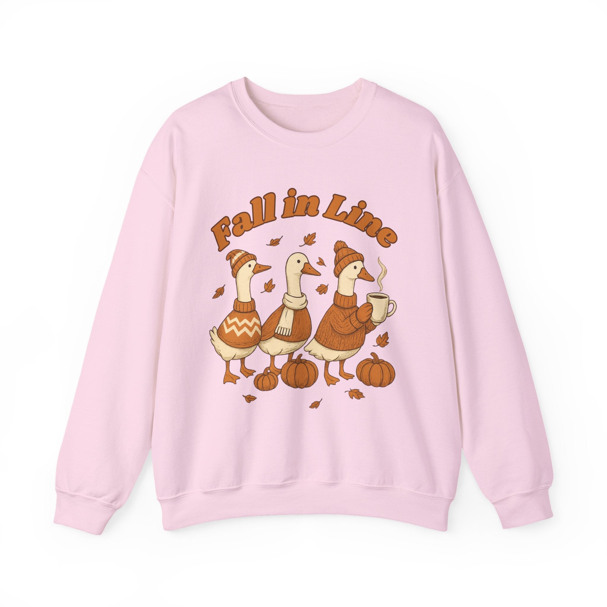 Autumn Vibes Crewneck Sweatshirt - 'Fall in Line' Goose Design