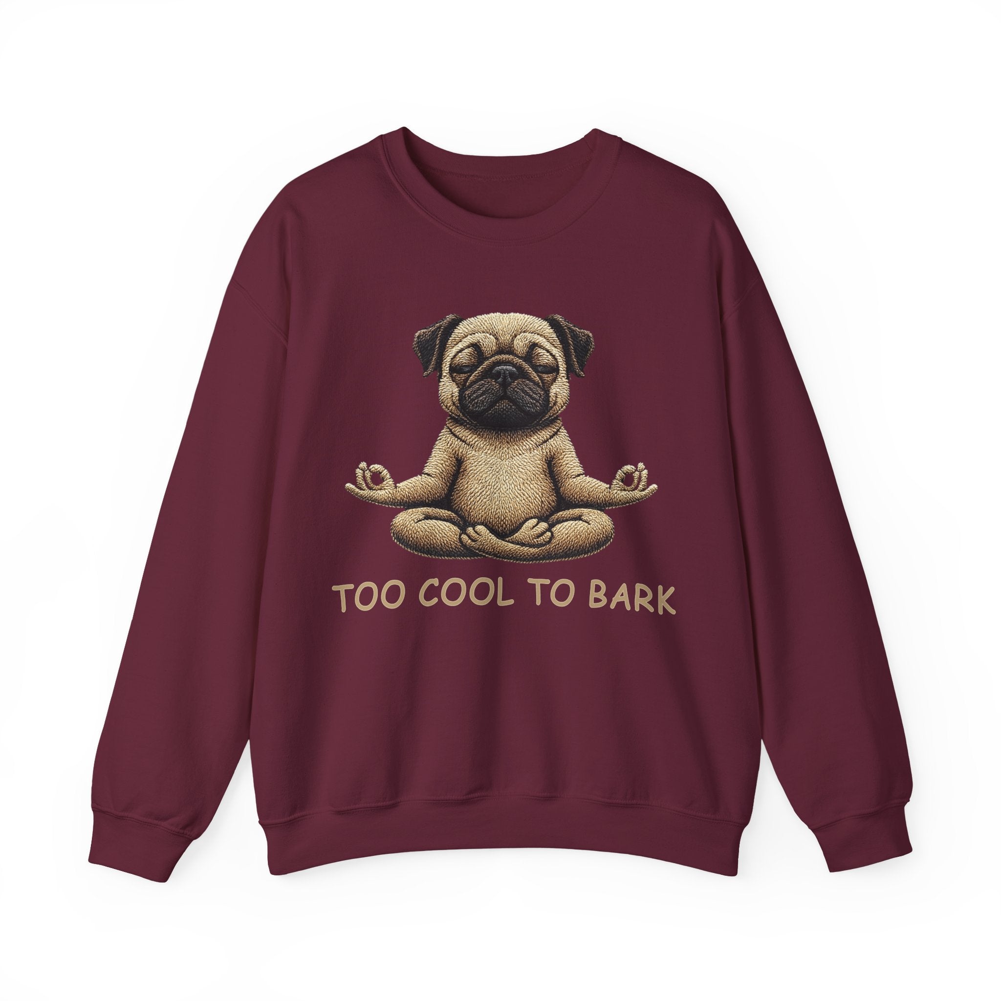 Pug Yoga Sweatshirt – "Too Cool to Bark" Cozy Crewneck