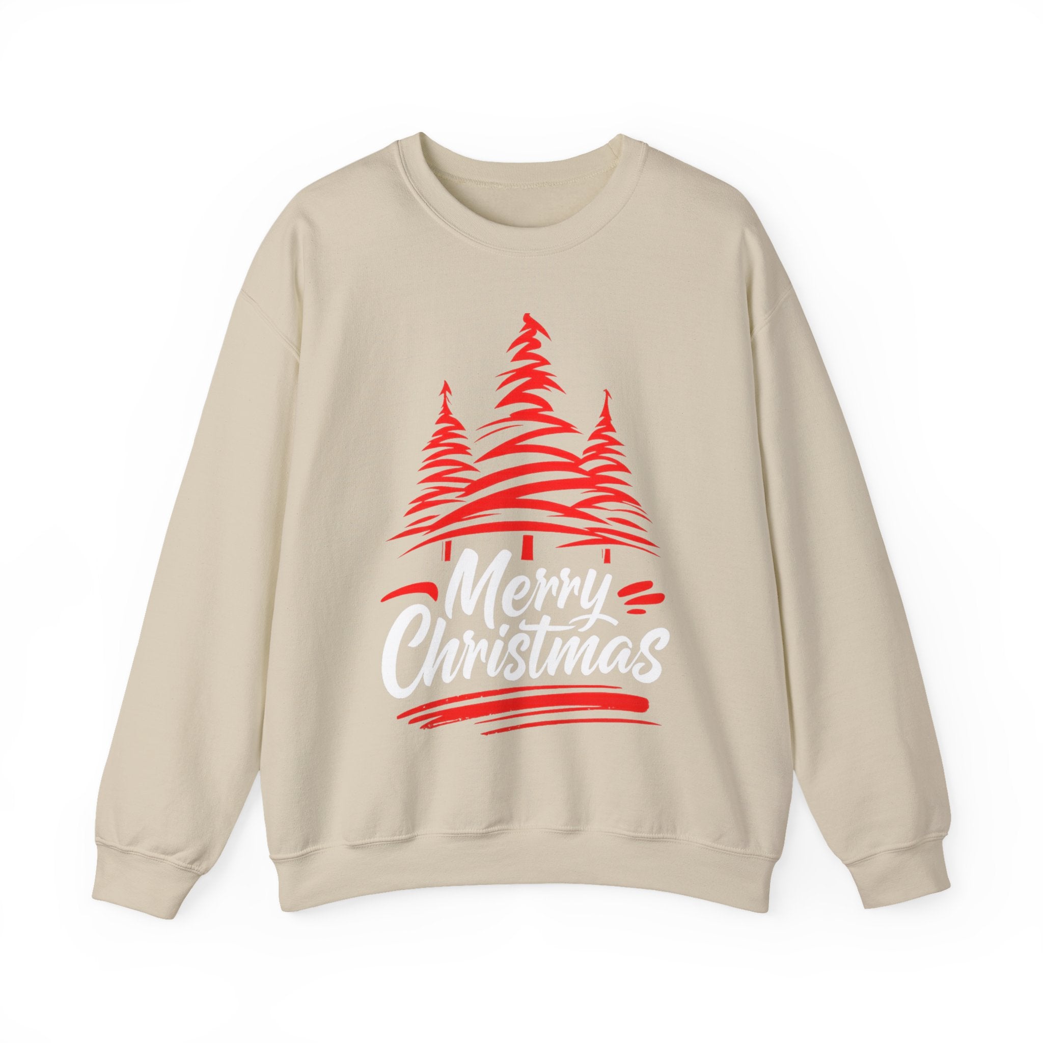 Merry Christmas Crewneck Sweatshirt — Red Tree Holiday Sweatshirt
