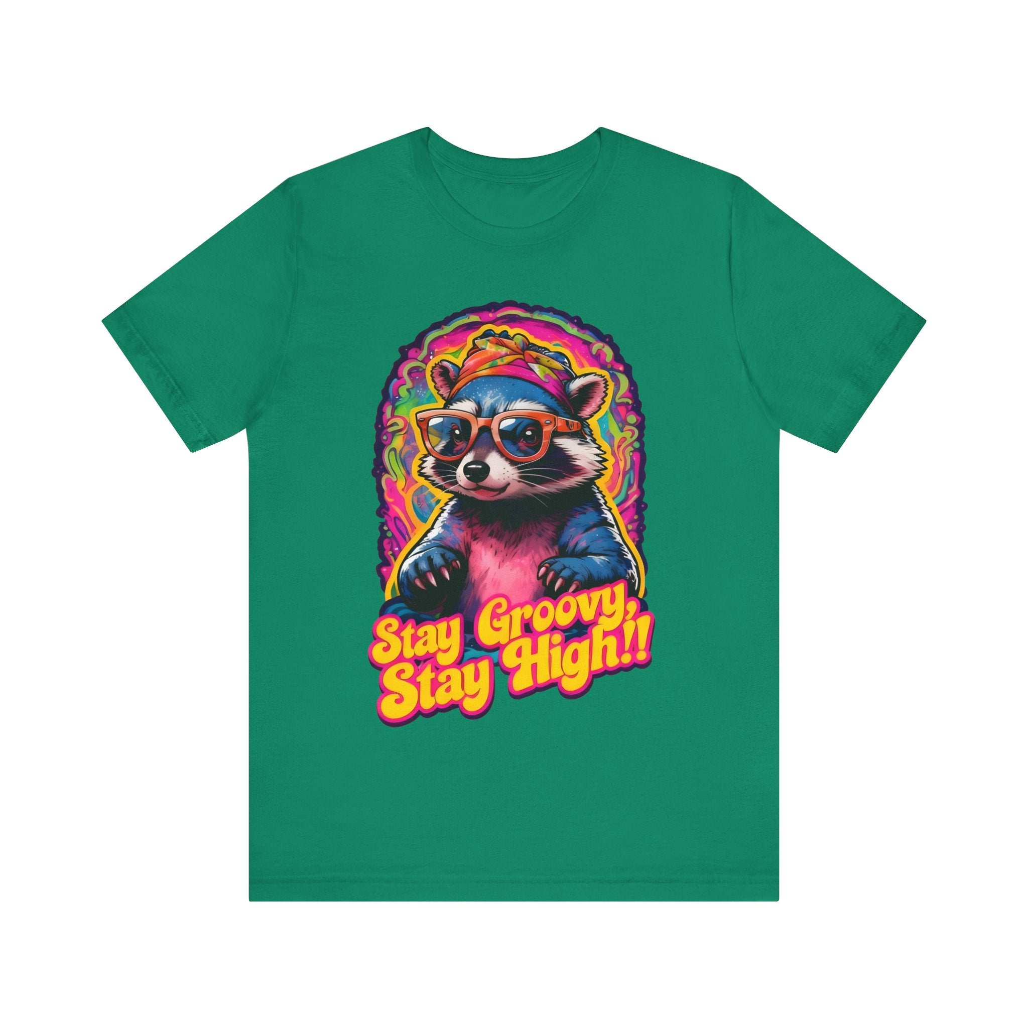 Stay Groovy Raccoon Tee - Unisex Jersey Short Sleeve T-Shirt