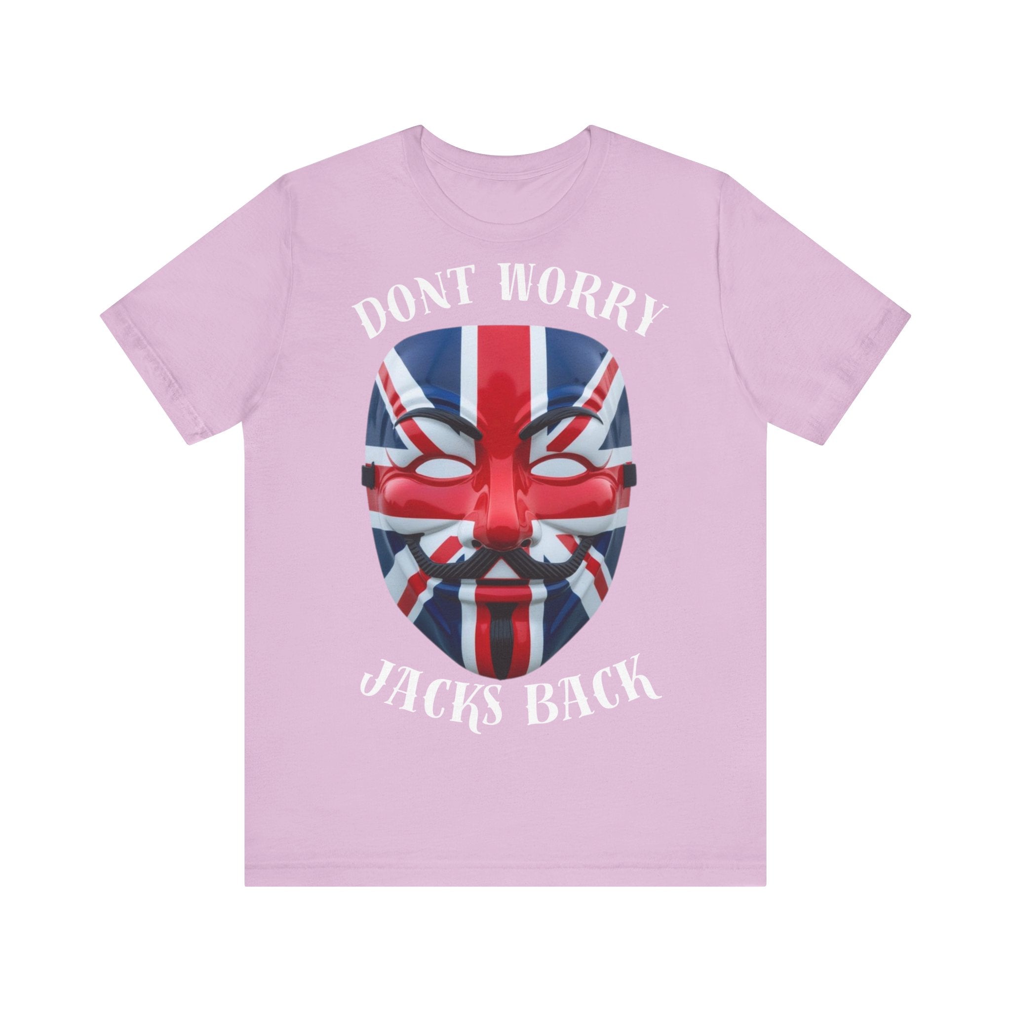 Patriotic Union Jack  UK Flag Mask Design Don't Worry Jacks Back Tee, Unique Fashion