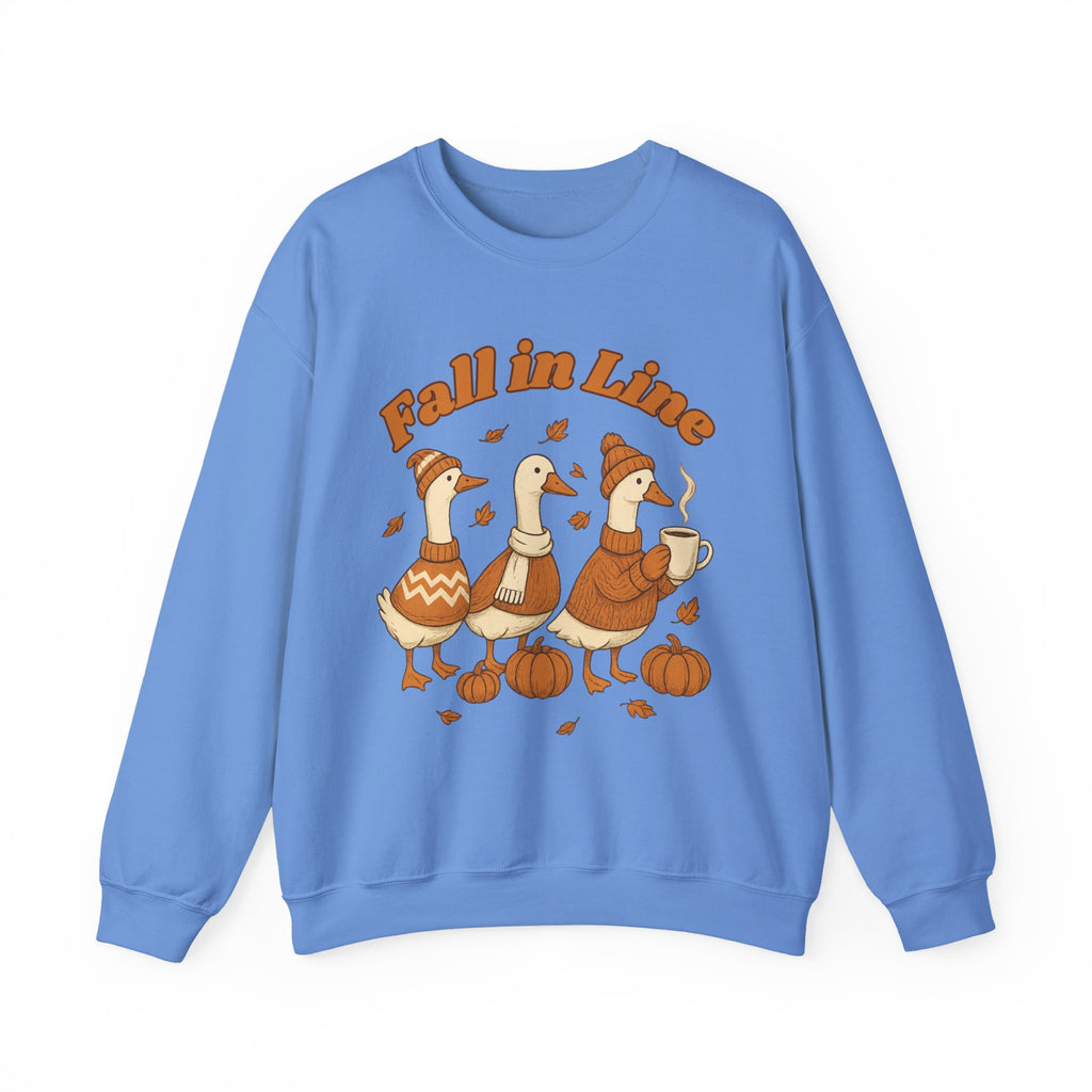 Autumn Vibes Crewneck Sweatshirt - 'Fall in Line' Goose Design