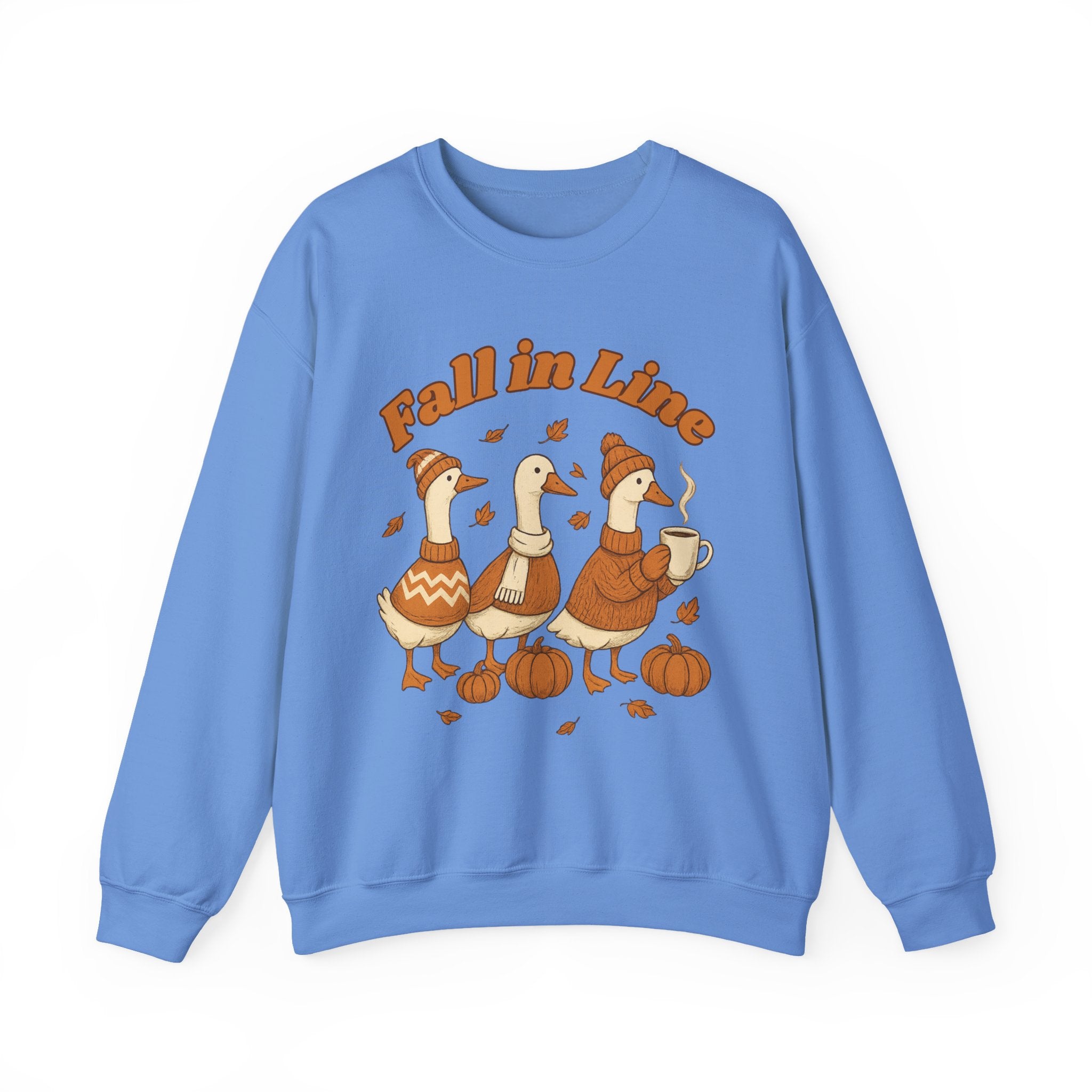 Autumn Vibes Crewneck Sweatshirt - 'Fall in Line' Goose Design