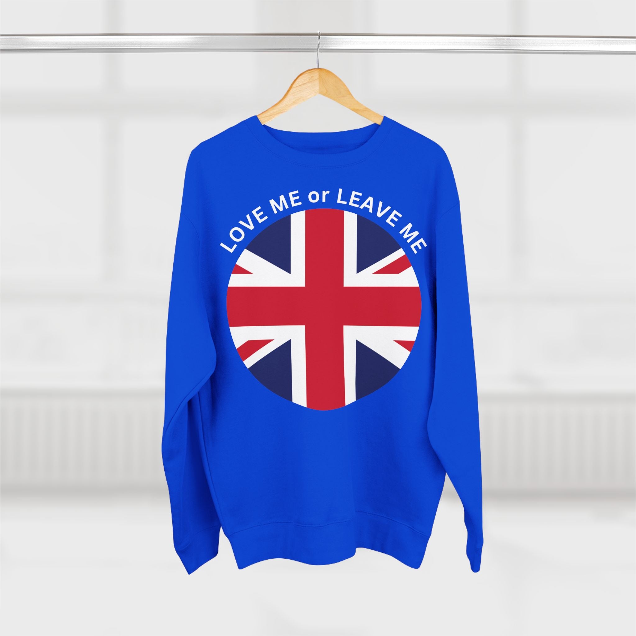 Love Me or Leave Me Unisex Crewneck Sweatshirt, Cozy Gift for British Flag Lovers, Casual Wear, Ideal for Holidays and Everyday, [...]
