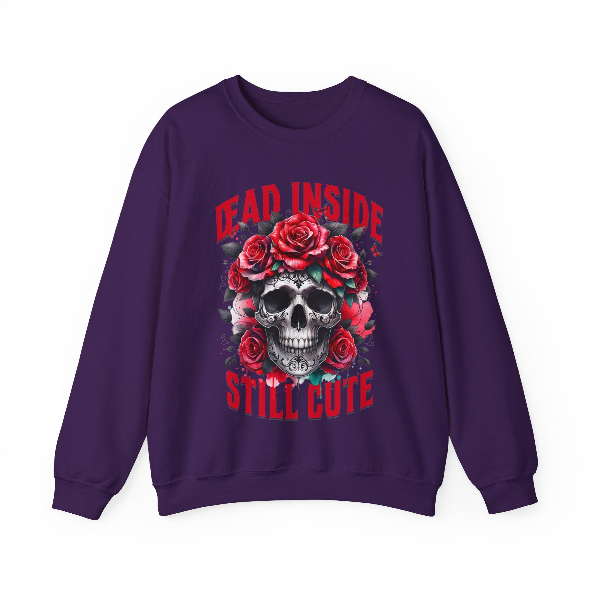 Dead Inside Still Cute Sweatshirt – Gothic Skull Rose Sweater, Dark Feminine Aesthetic Clothing, Alternative Cute Goth Pullover, Funny Goth Gift