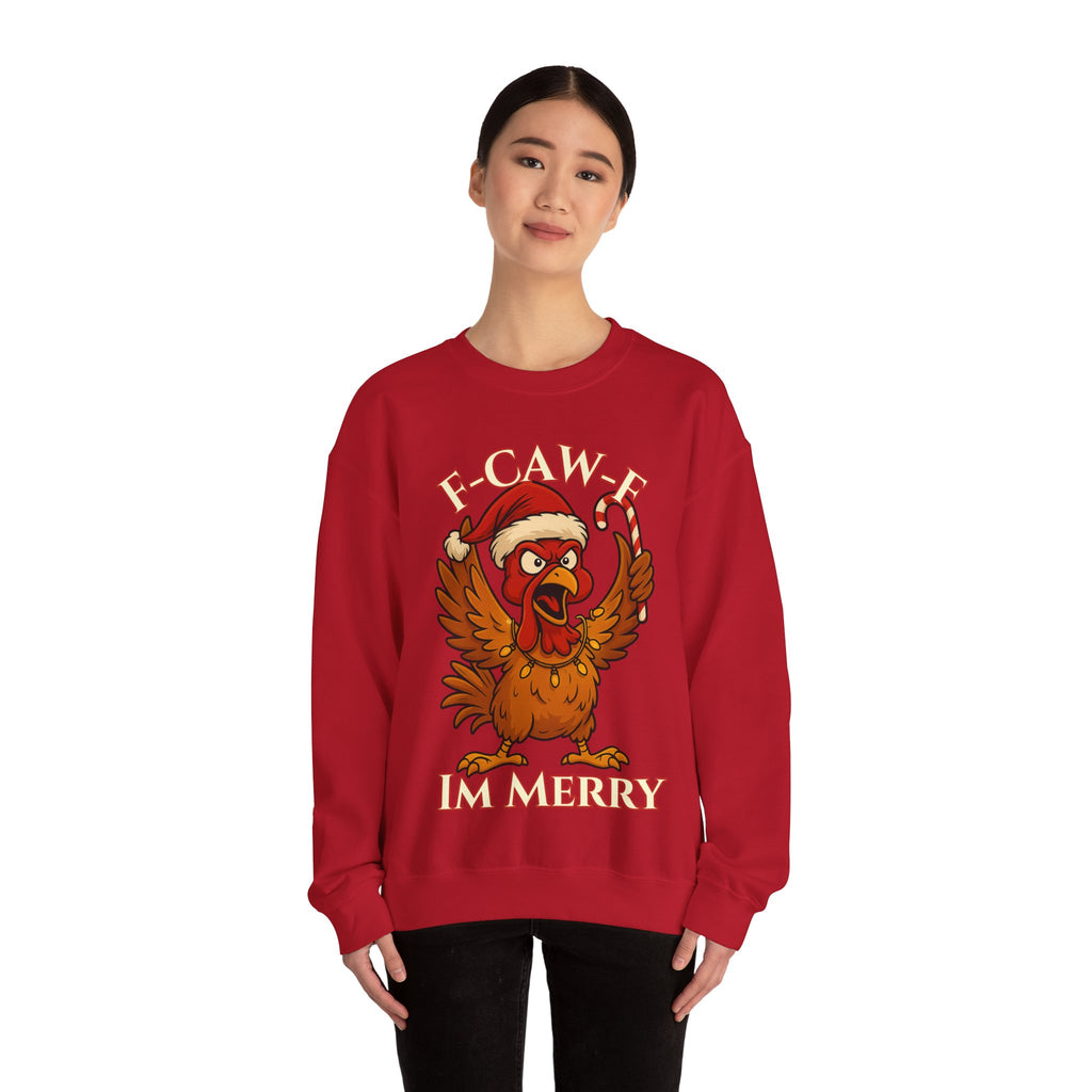 Funny Christmas Sweatshirt - 'F-Caw-F I'm Merry' Unisex Crewneck