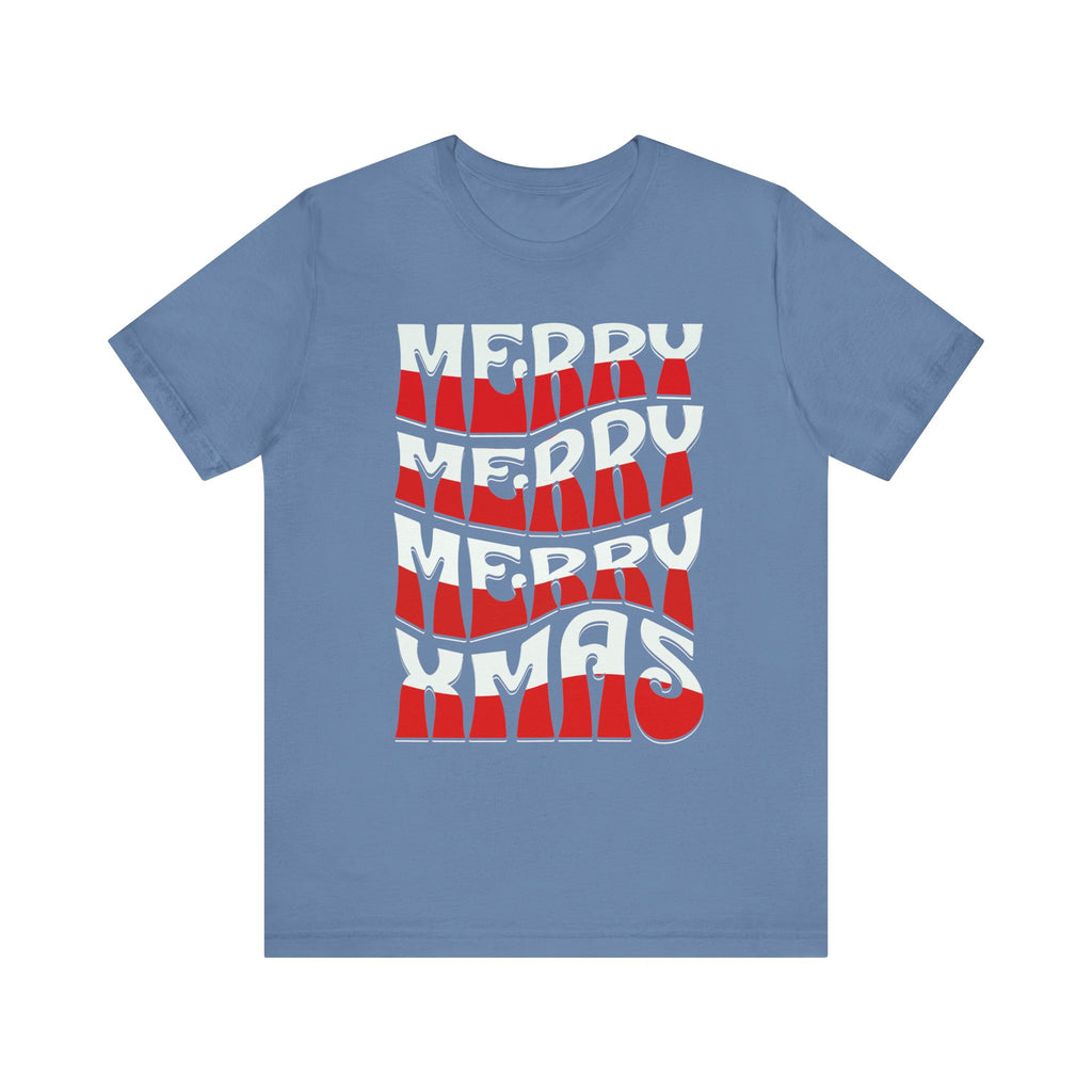 Merry Christmas Retro Wave Tee — Retro Holiday Graphic T-Shirt