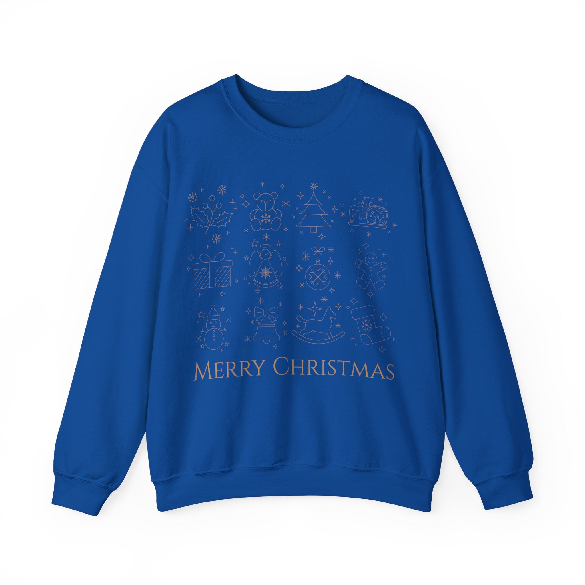 Christmas Sweatshirt — Black 'Merry Christmas' Gold Minimal Holiday Crewneck
