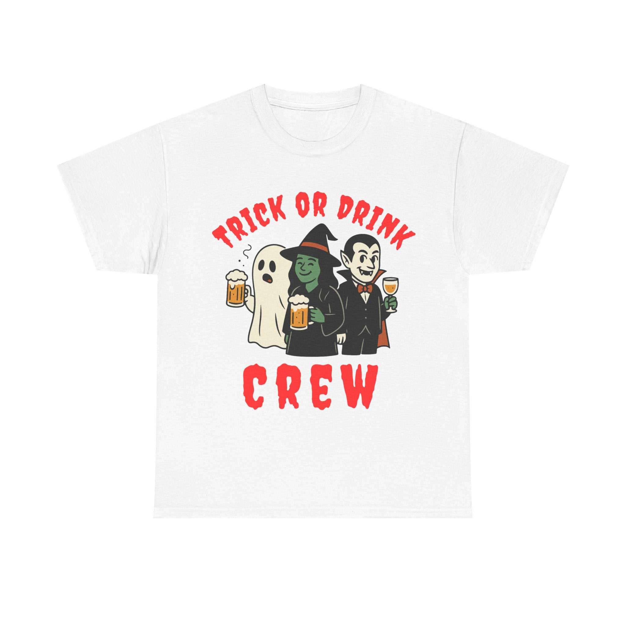 Halloween Party Tee, Trick or Drink Crew Shirt, Unisex Cotton T-Shirt, Spooky Graphic Tee, Fall Celebration Apparel
