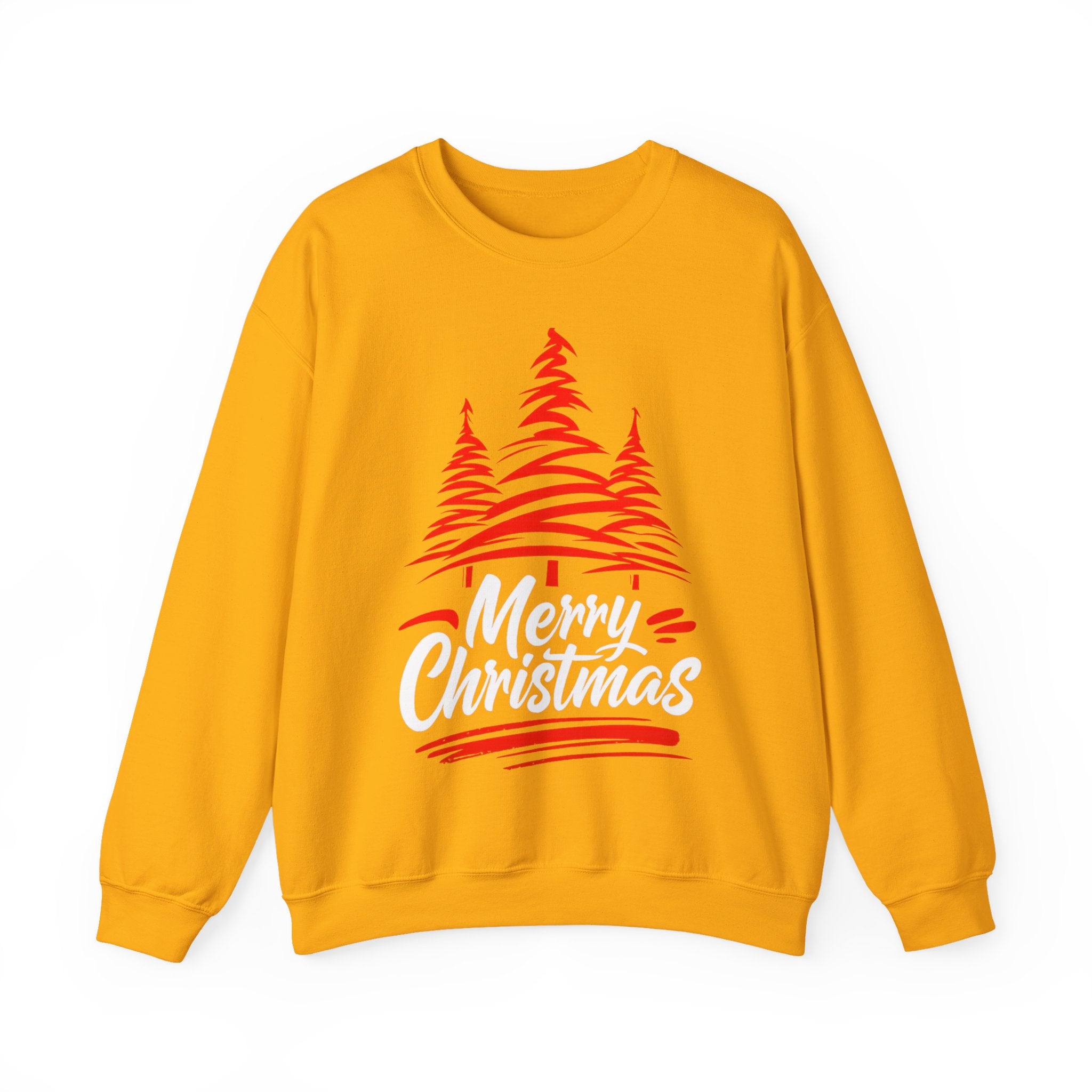 Merry Christmas Crewneck Sweatshirt — Red Tree Holiday Sweatshirt