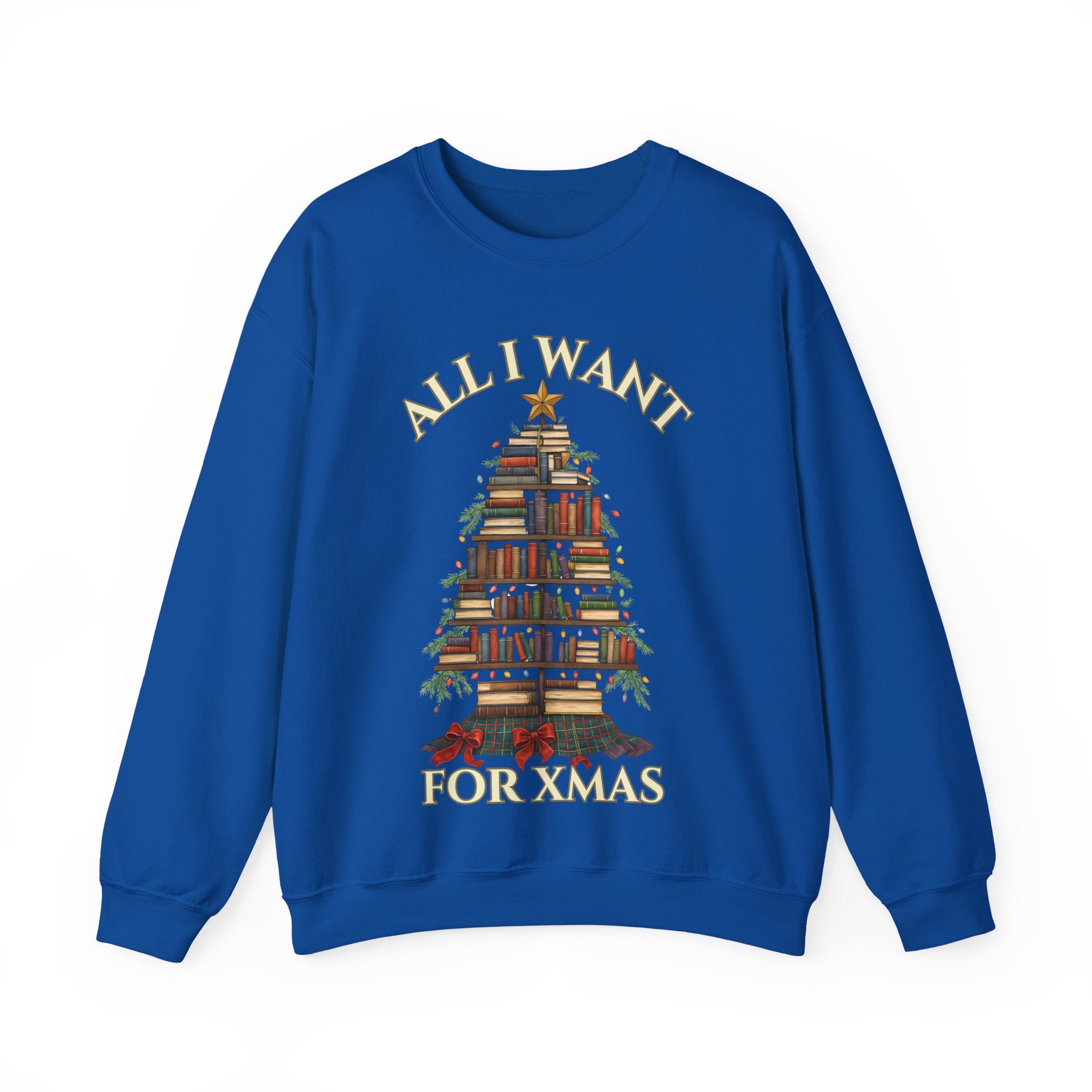 Christmas Book Lover Crewneck Sweatshirt - 'All I Want for XMAS'