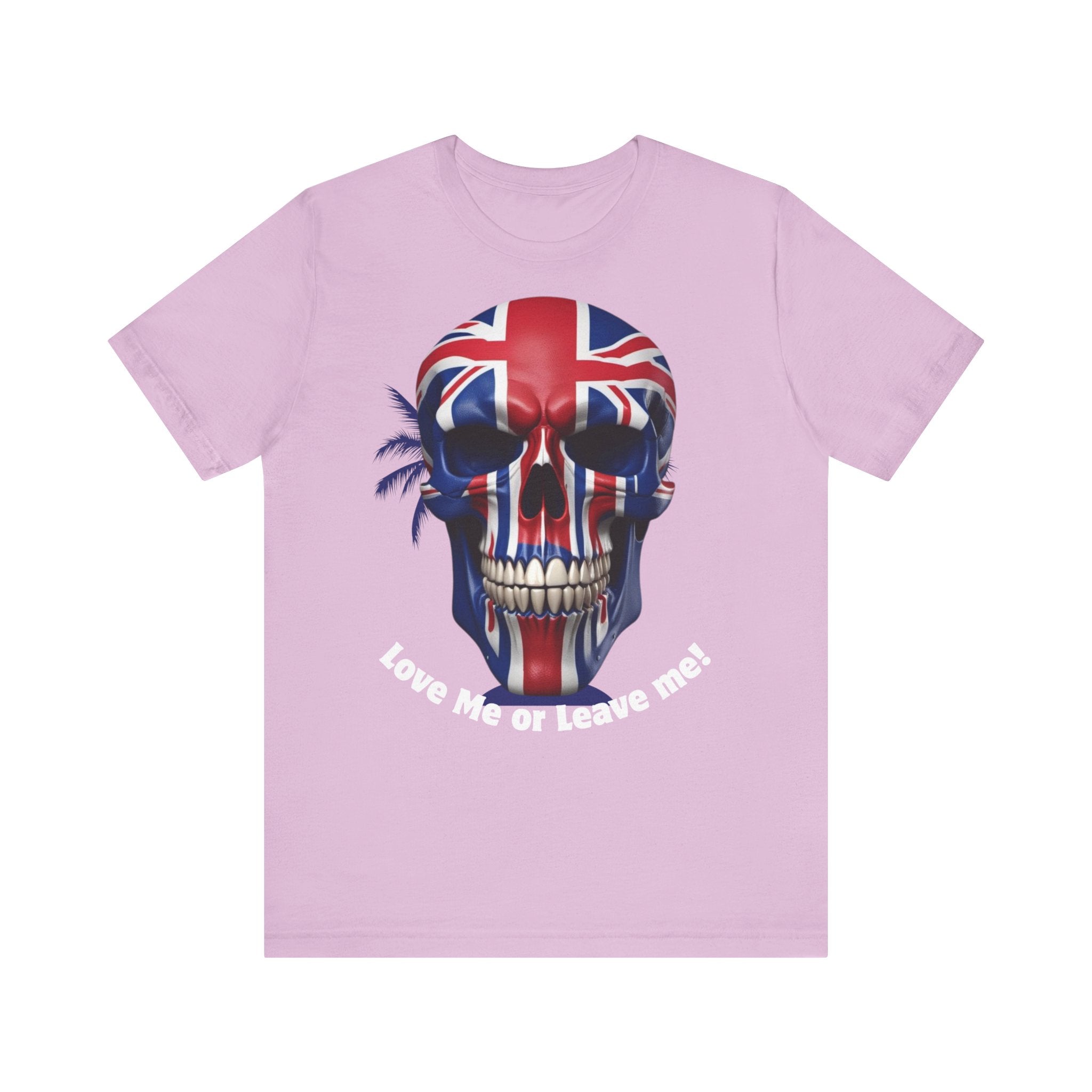 Patriotic British Skull Graphic Tee - Love Me or Leave Me, Casual Wear, Gift for Him/Her, Rock Style, Band Merchandise Round neck