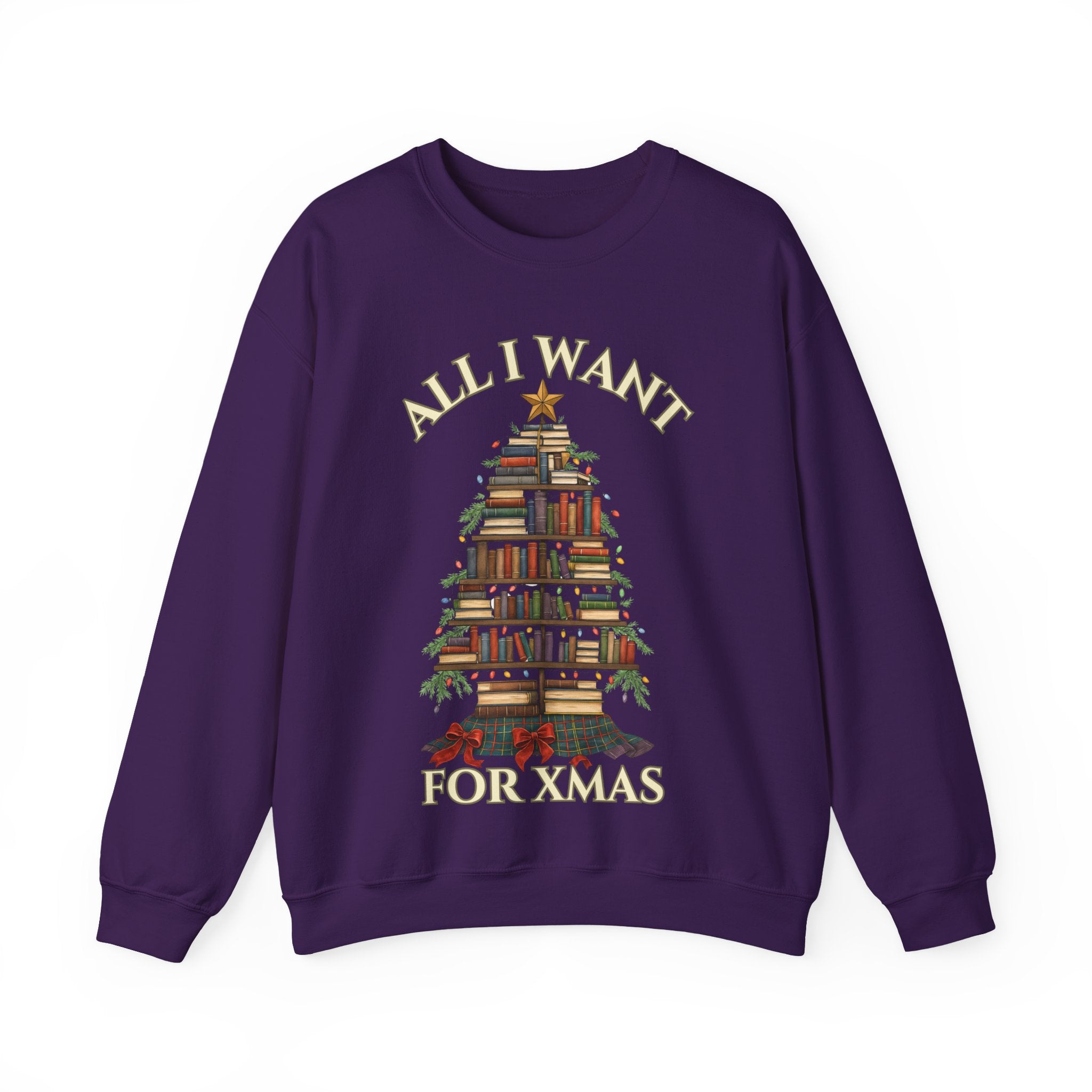 Christmas Book Lover Crewneck Sweatshirt - 'All I Want for XMAS'