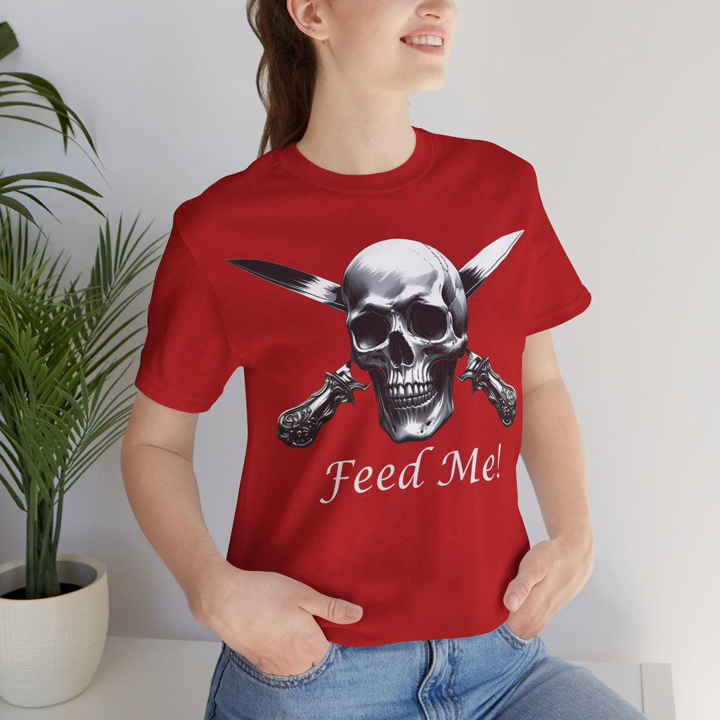 Skull Feed Me Tee, Edgy Graphic T-Shirt, Humour, Punk Fashion Shirt, Unisex Casual Wear
