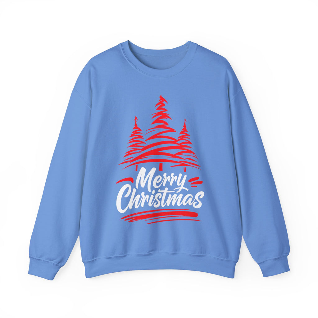 Merry Christmas Crewneck Sweatshirt — Red Tree Holiday Sweatshirt